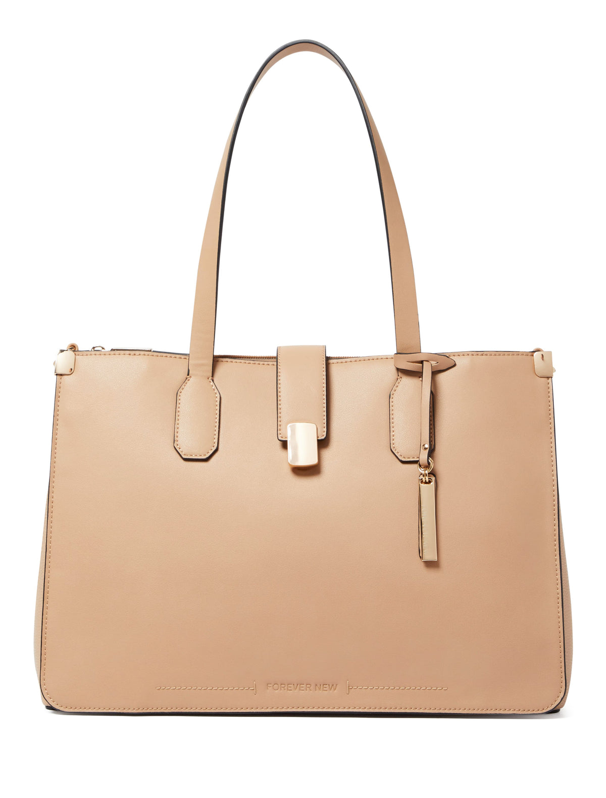13" Carla Rectangle Lock Laptop Bag Light Tan_mannequin