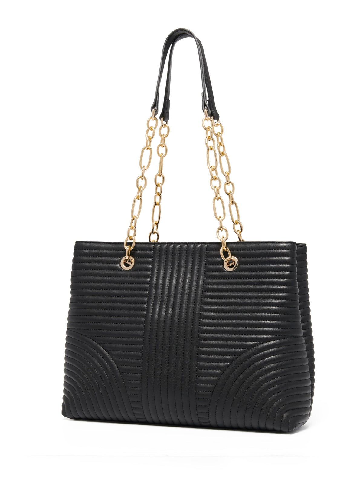 Clarissa Quilted Chain Tote Black_mannequin
