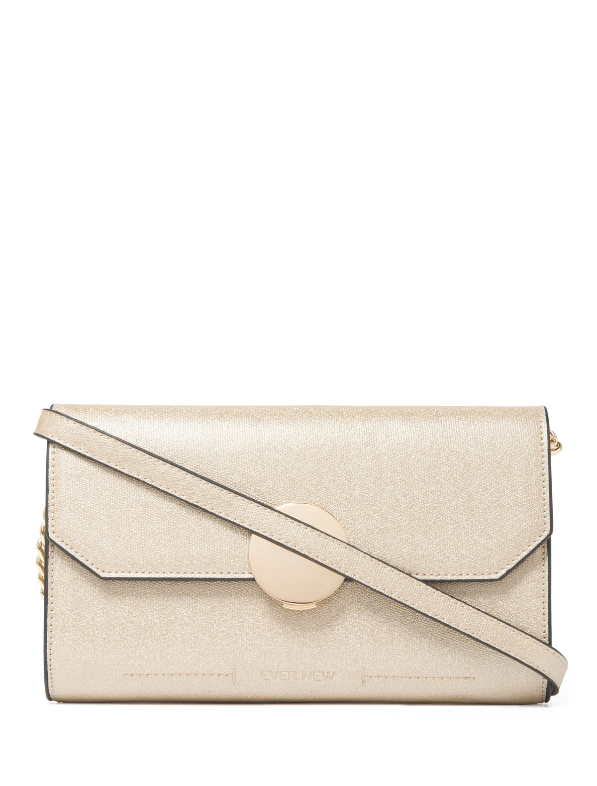 Demi Circle Lock Crossbody Bag Gold_mannequin