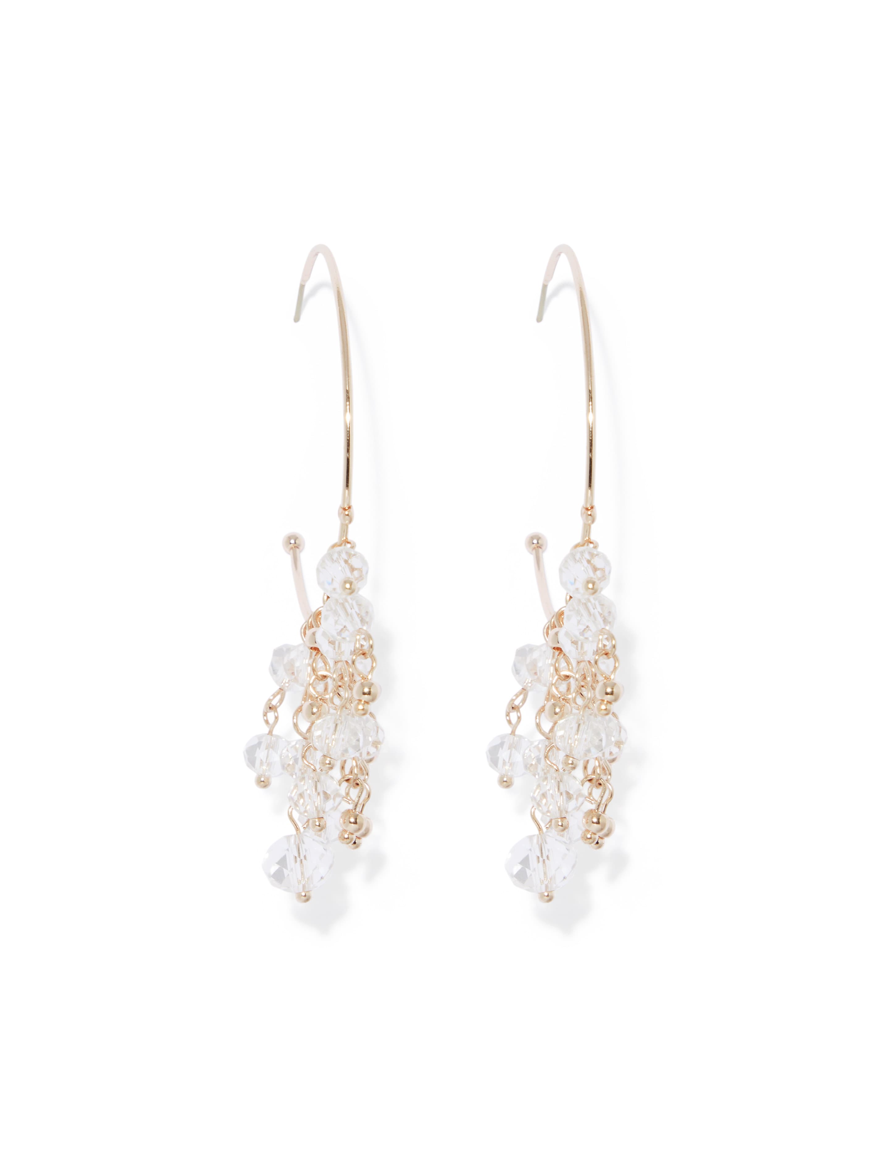 Leanne Clear Stone Hoop Earrings Crystal_mannequin