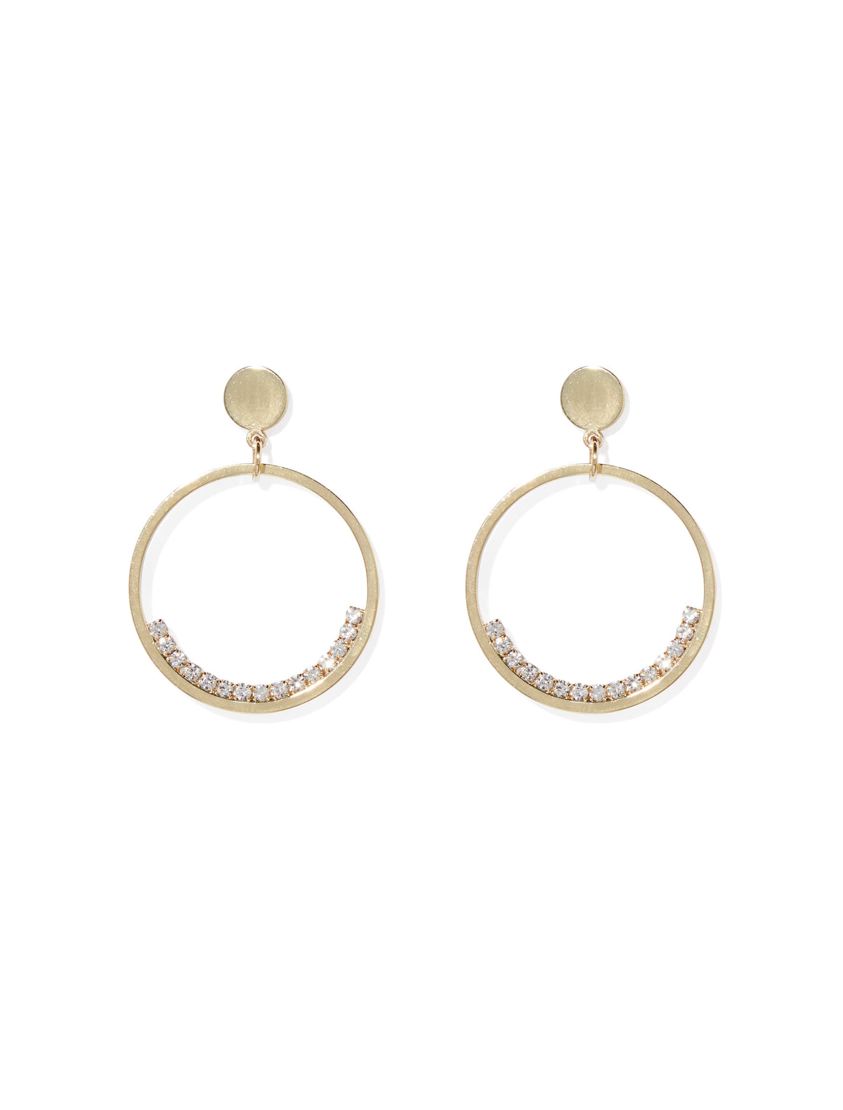 Clearly Dia Circle Drop Earring Gold_mannequin