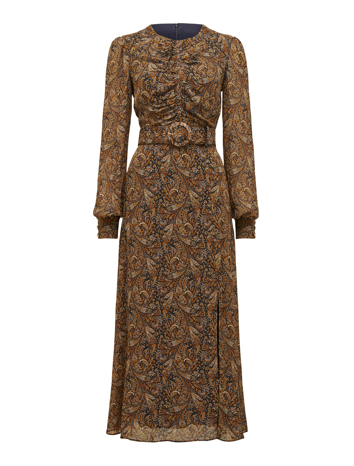 Logan Belted Midi Dress Midnight Paisley_mannequin