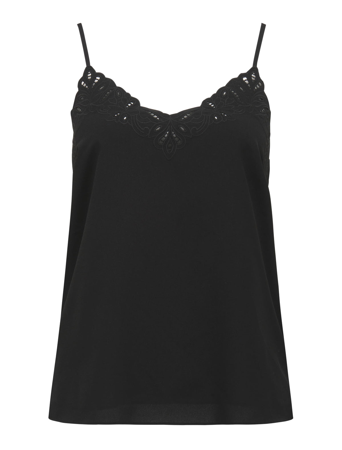 Rose Embroidered Cutwork Cami Black_mannequin