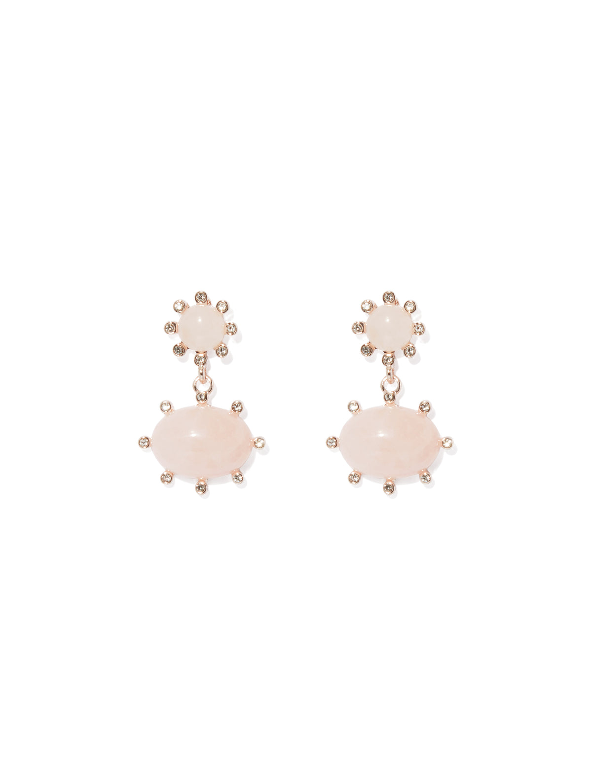 Alanah Double Drop Diamante Earrings Rose Gold_mannequin