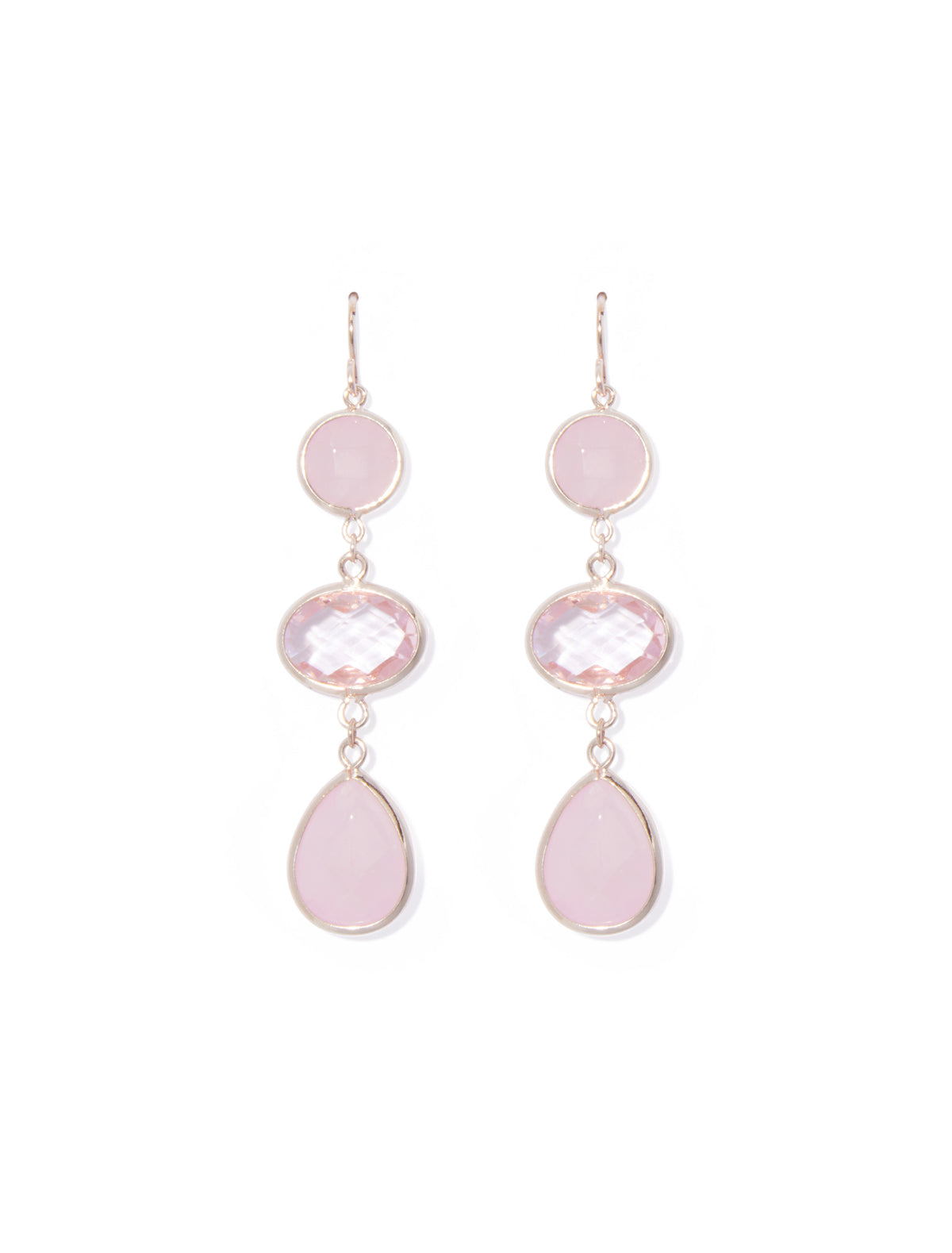 Emer Triple Stone Drop Earring Pink_mannequin