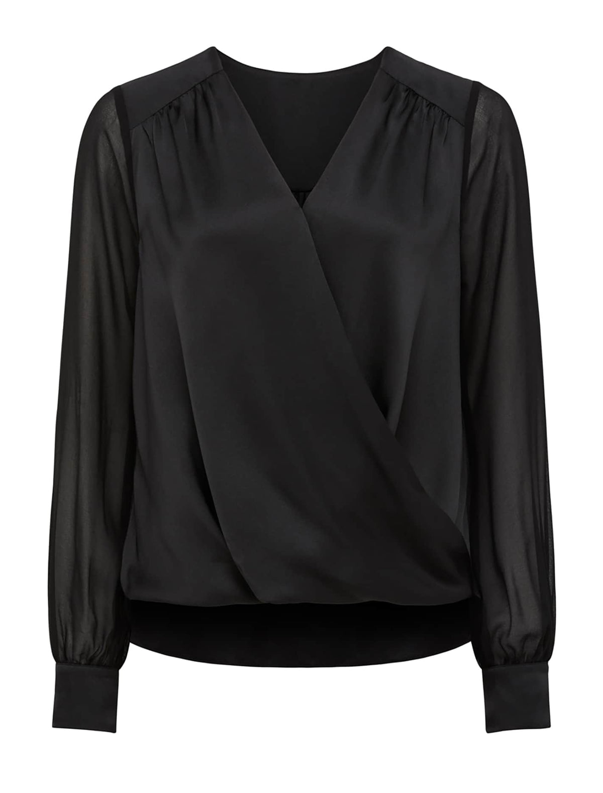 Sade Satin Wrap Blouse Black_mannequin