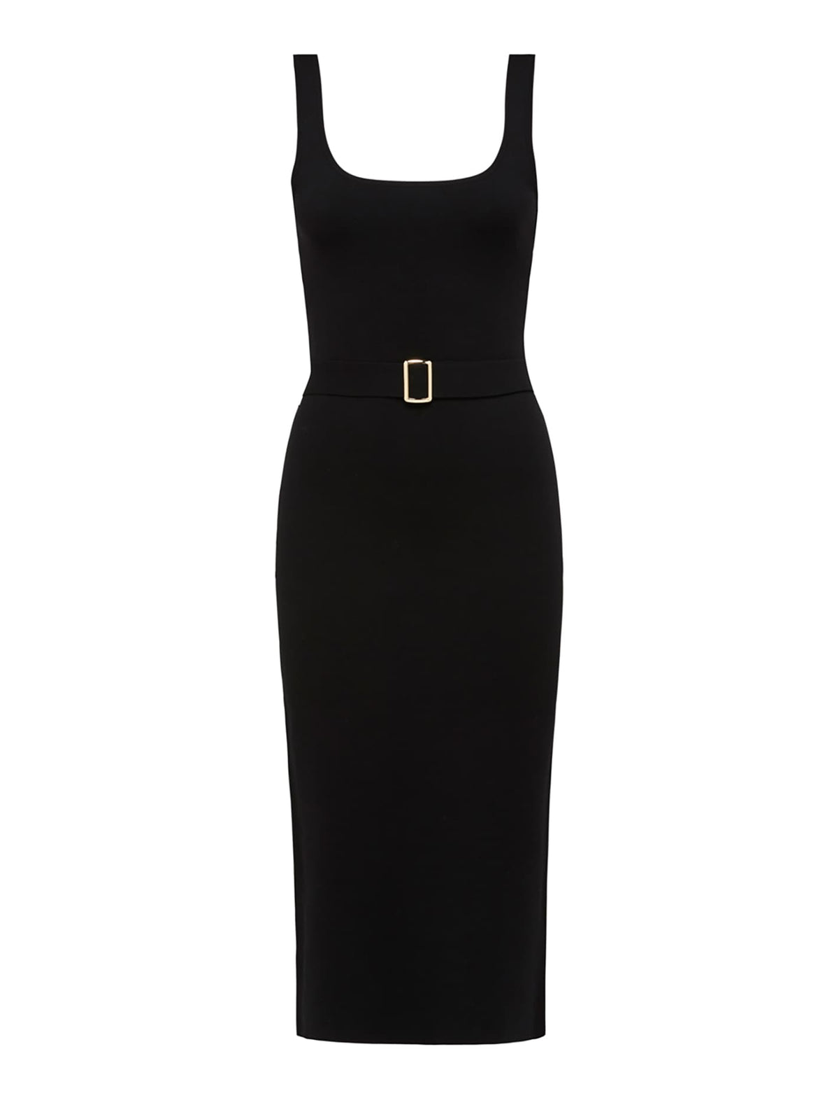 Gabriella Square Neck Midi Knit Dress Black_mannequin