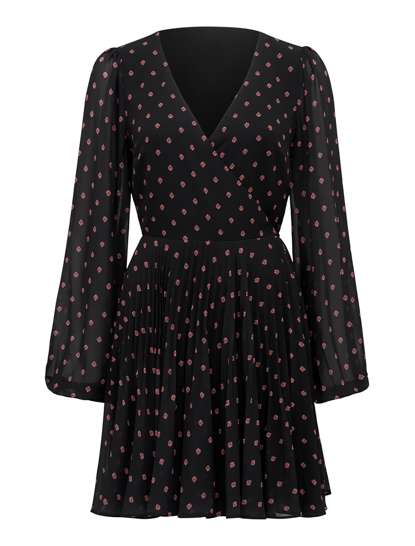 Hannah Long Sleeve Pleated Skater Majorelle Ditsy_mannequin