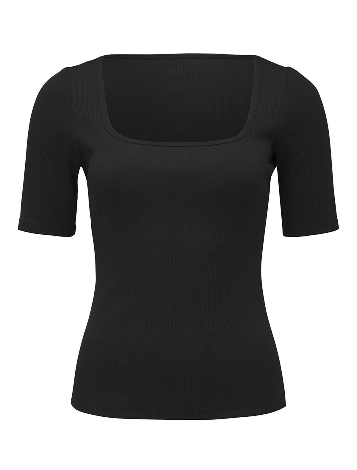 Maddie Square neck rib tee Black_mannequin