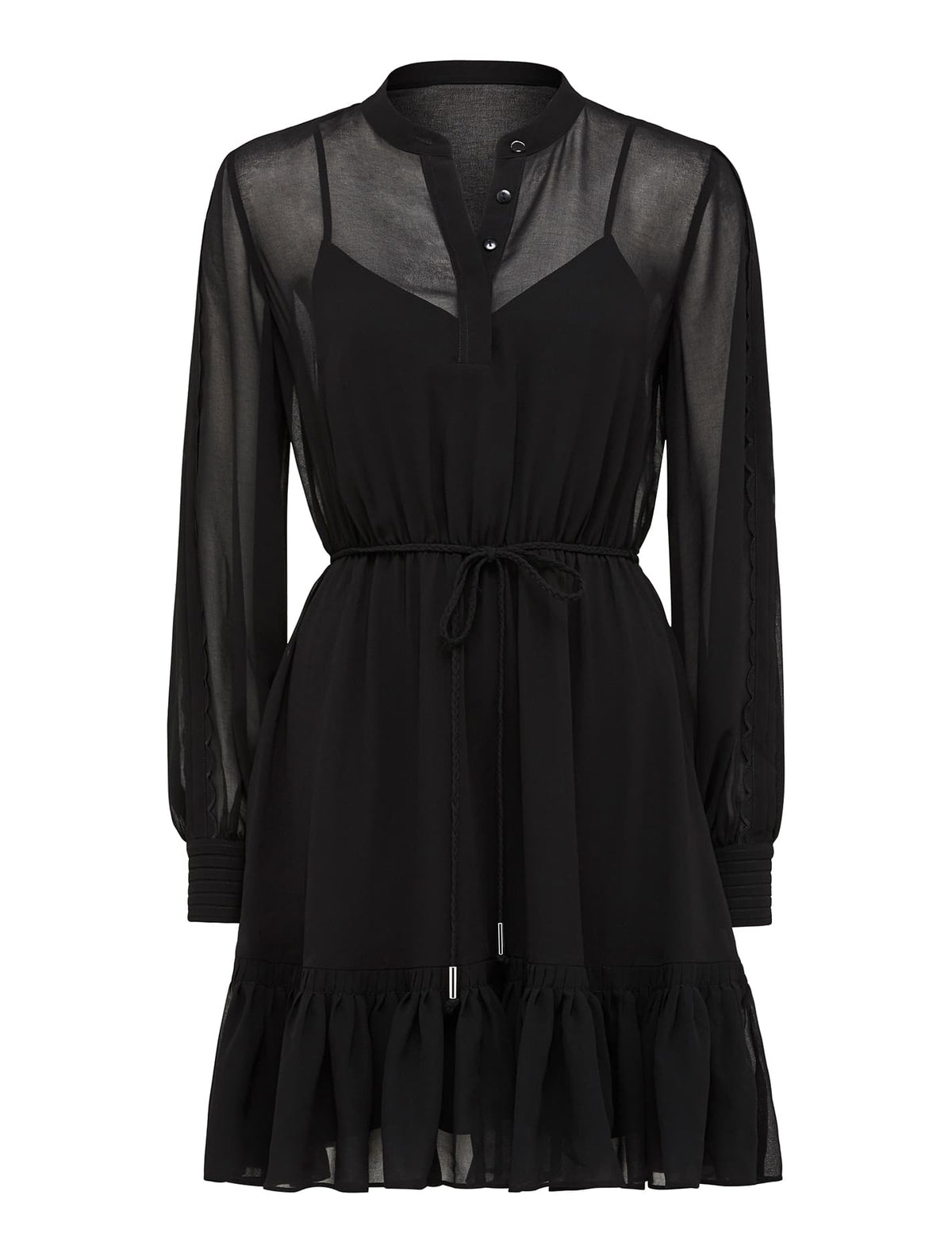 Juliette Long Sleeve Shirt Dress Black_mannequin