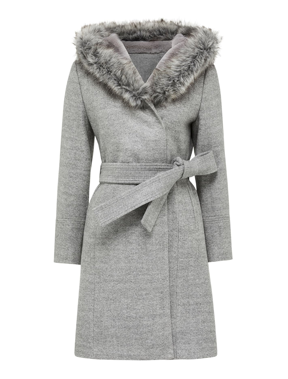 Bianca Petite hooded wrap Grey Marle_mannequin