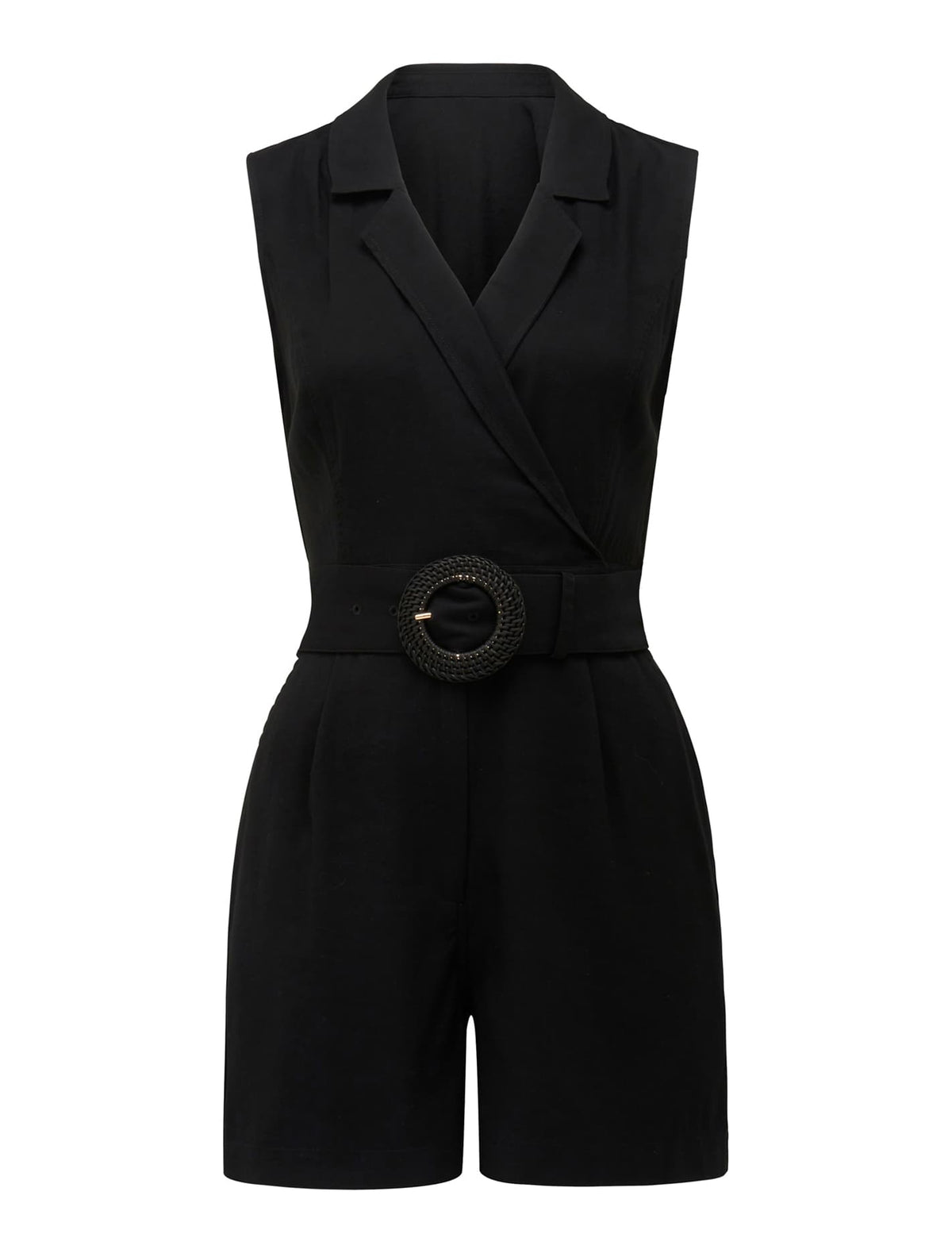 Polly Wrap Belted Playsuit Black_mannequin