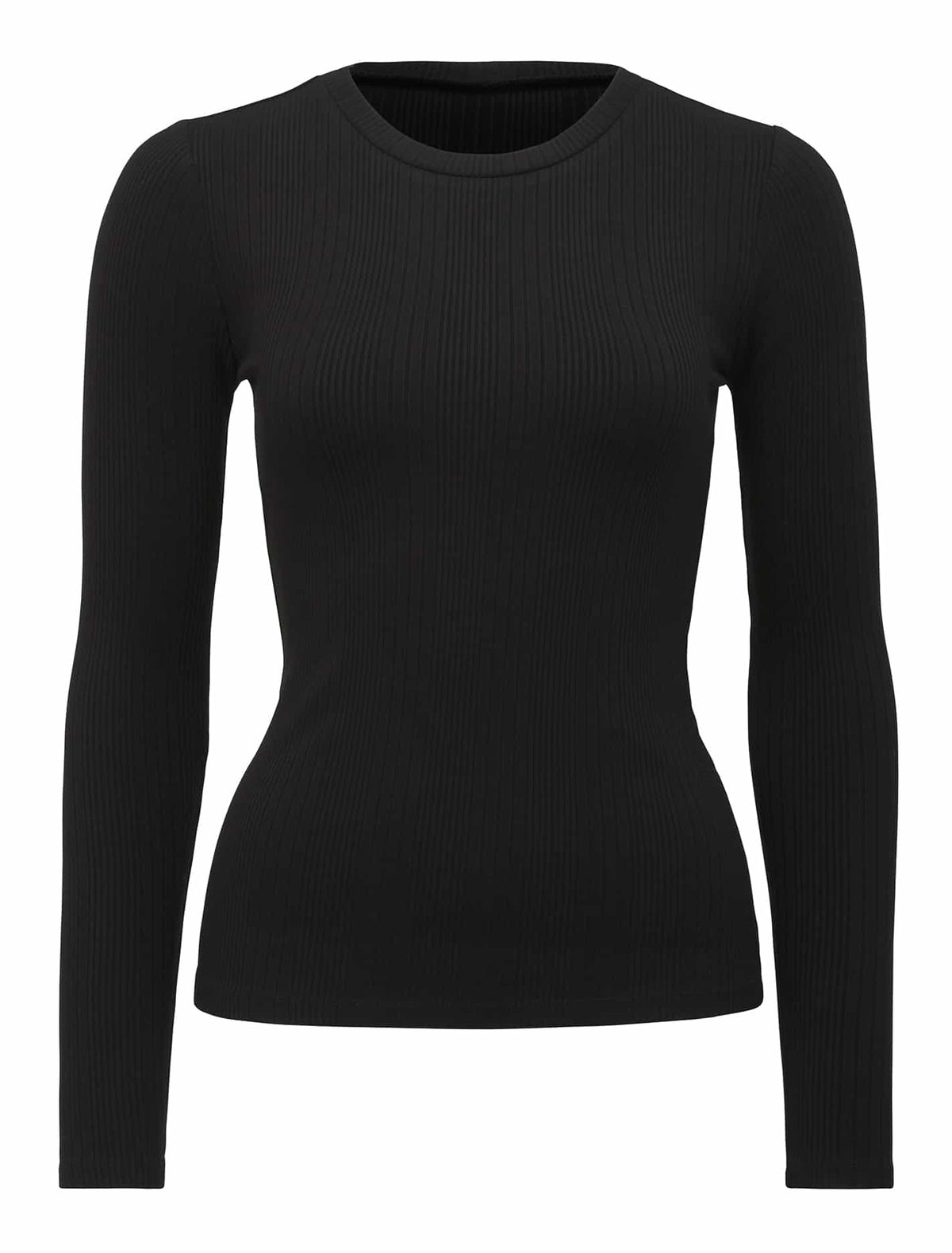 Shea Variegated Rib Crew Neck Skivvy Black_mannequin