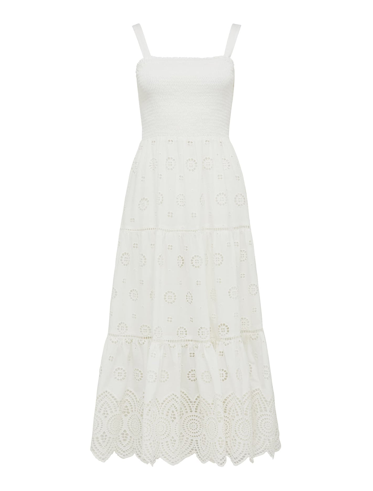 Loretta Shirred Midi Dress Porcelain_mannequin