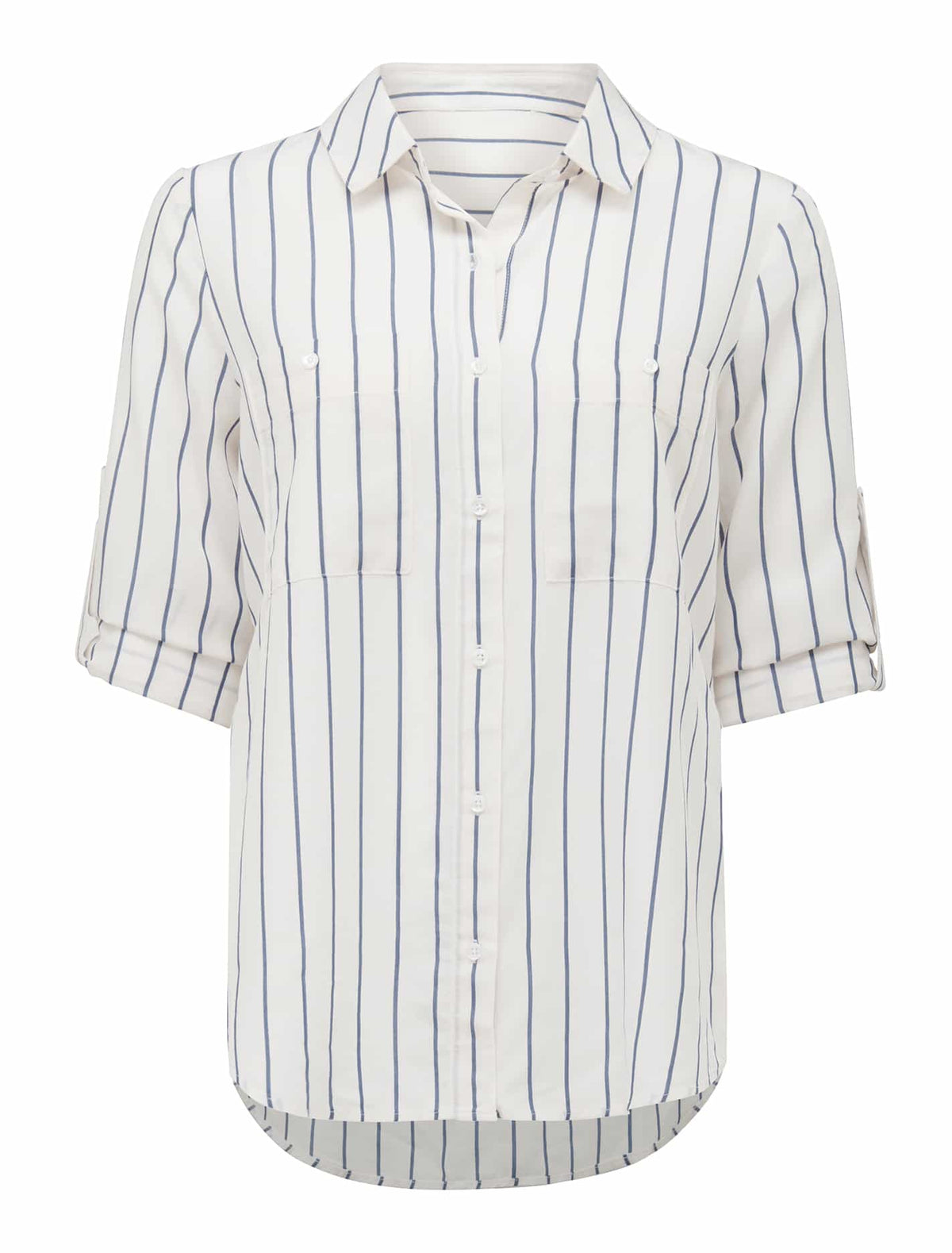 Teigan Stripe Shirt Blue & White Stripe_mannequin