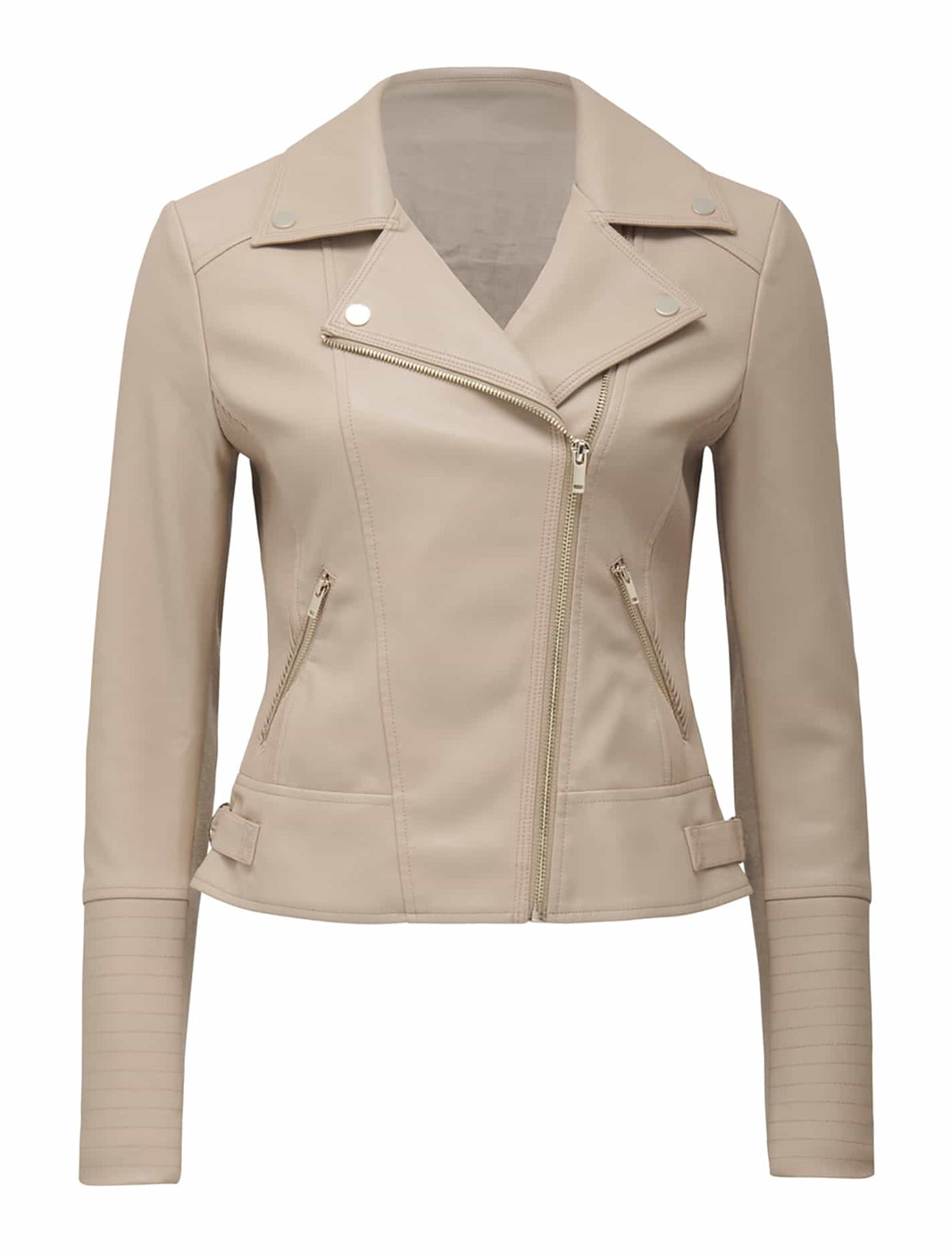 Bobbie Fitted biker Latte Beige_mannequin