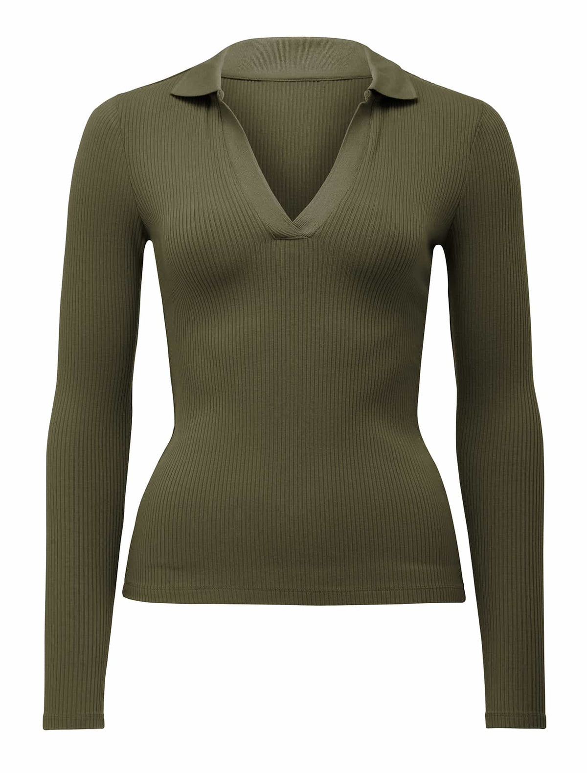 Aspen Rib Polo Top Olive_mannequin