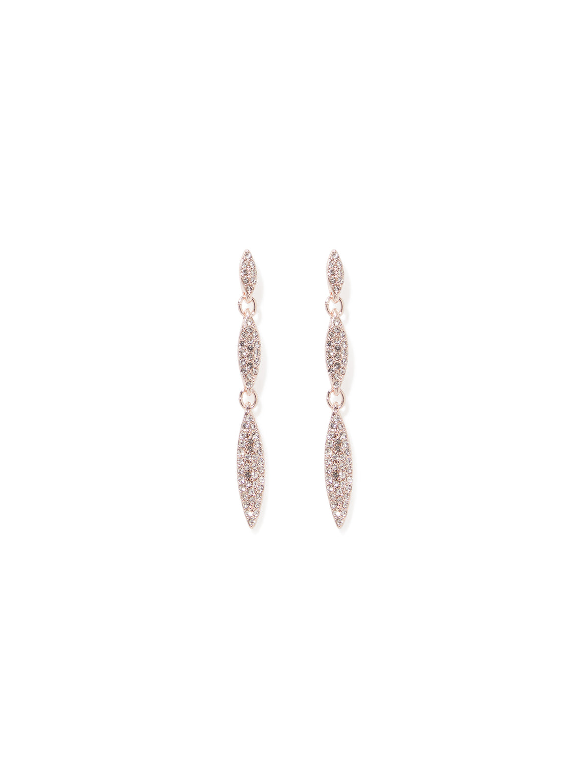 Ina Pave Triple Drop Earrings Rose Gold_mannequin