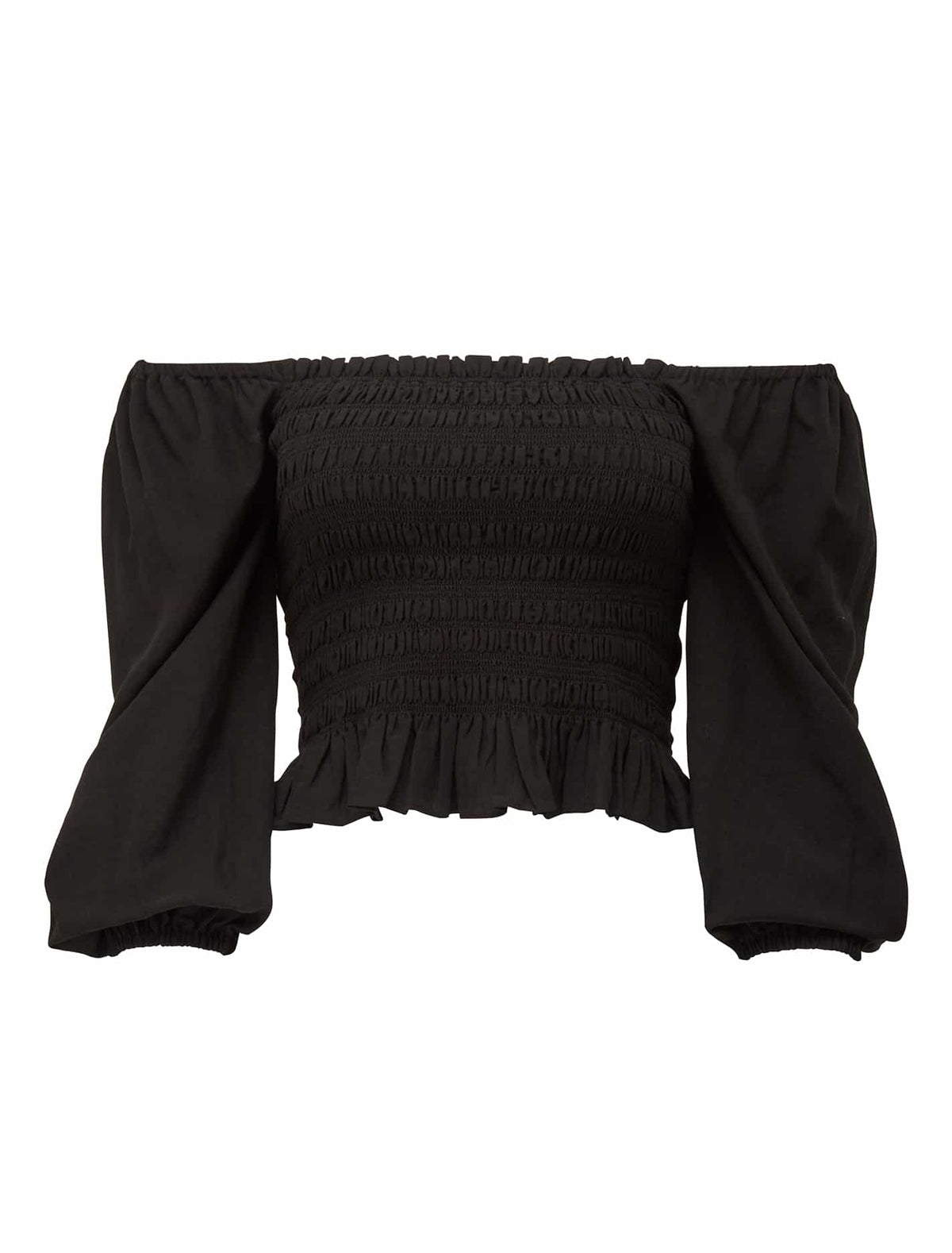 Kiki Shirred Babydoll Top Black_mannequin