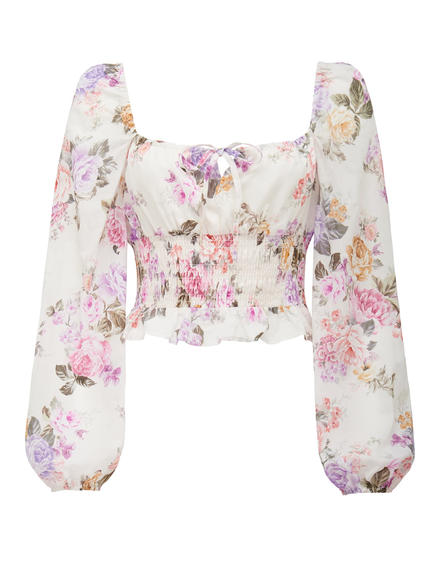 Marina Shirred Josephine Blouse Vienna Floral_mannequin