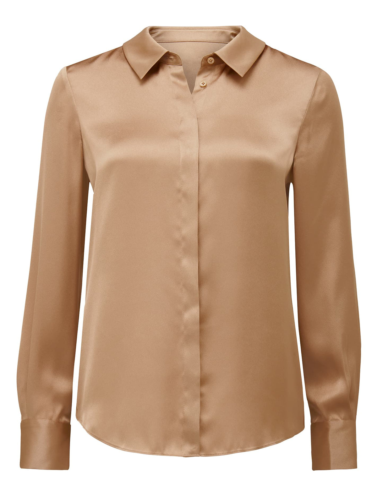 Clara Satin Shirt Burnt Almond_mannequin