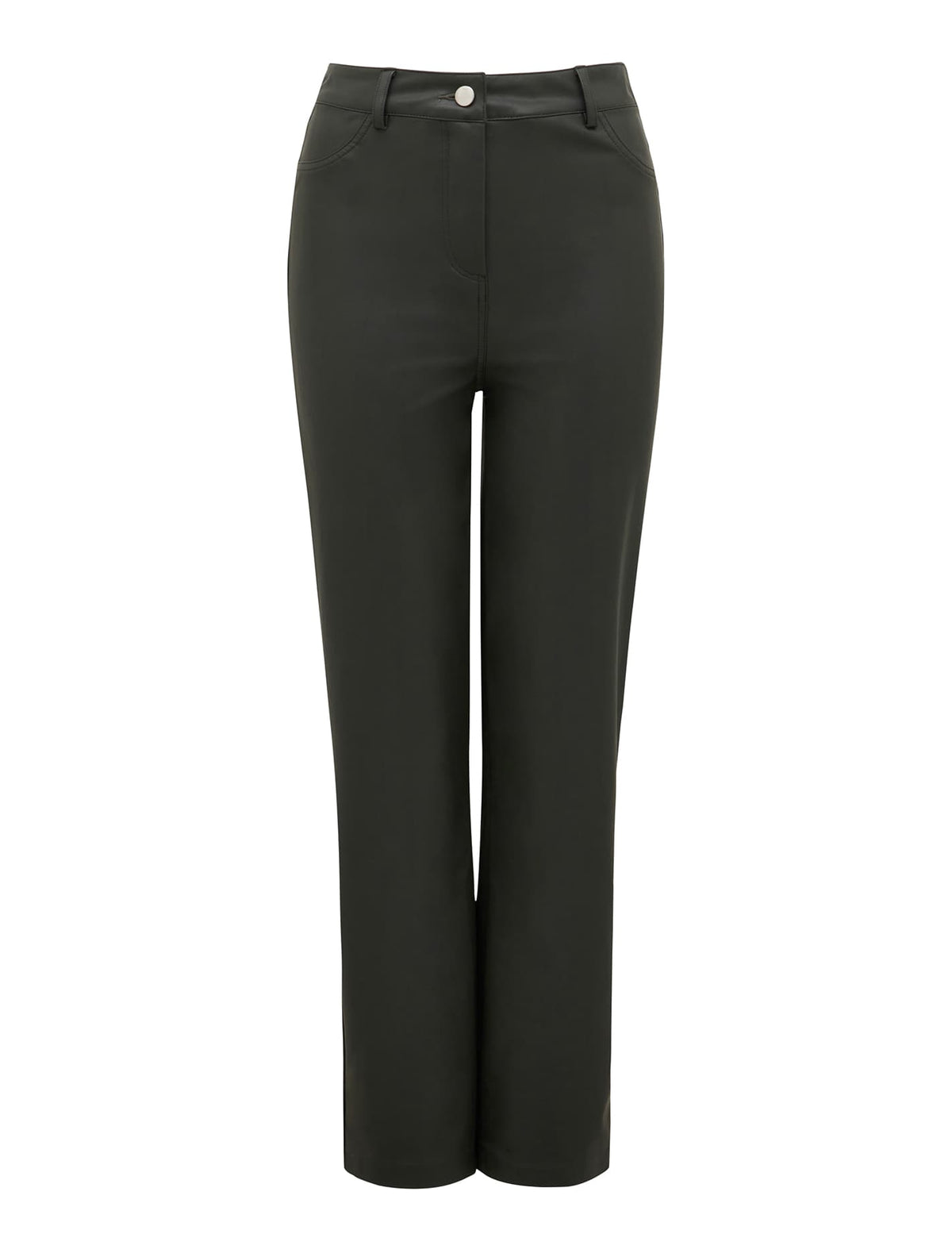 Juliet Vegan Leather Straight Leg Pants Deep Green_mannequin