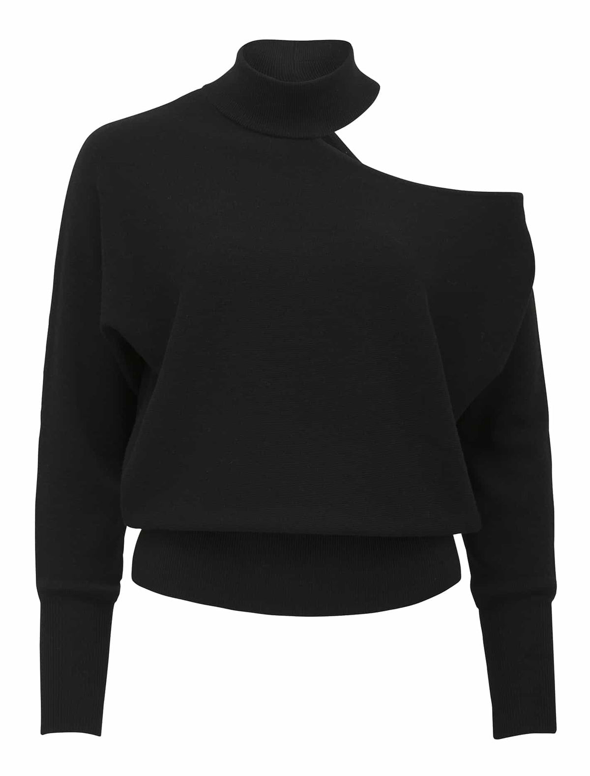 Nelly Cut Out Shoulder Knit Jumper Black_mannequin