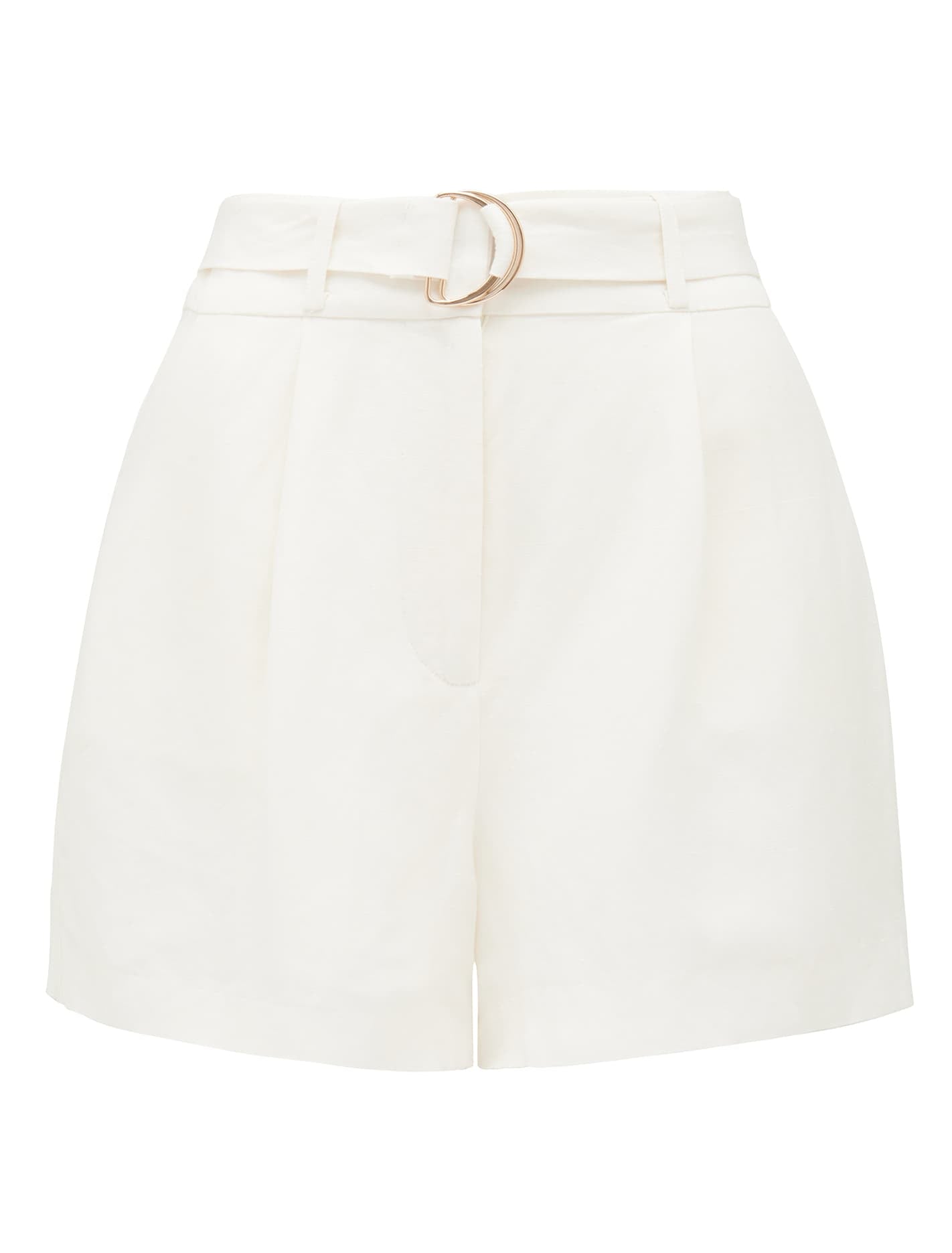 Clara Belted Linen Blend Shorts Ivory_mannequin