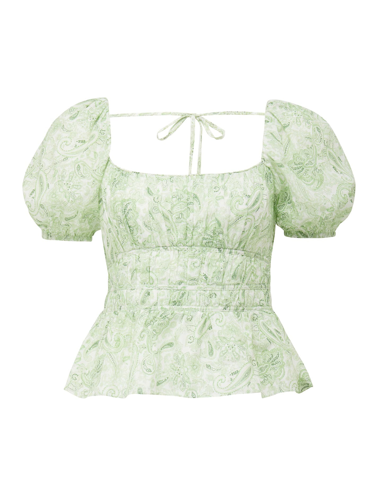 Melody Ruched Waist Blouse Spearmint Paisley_mannequin