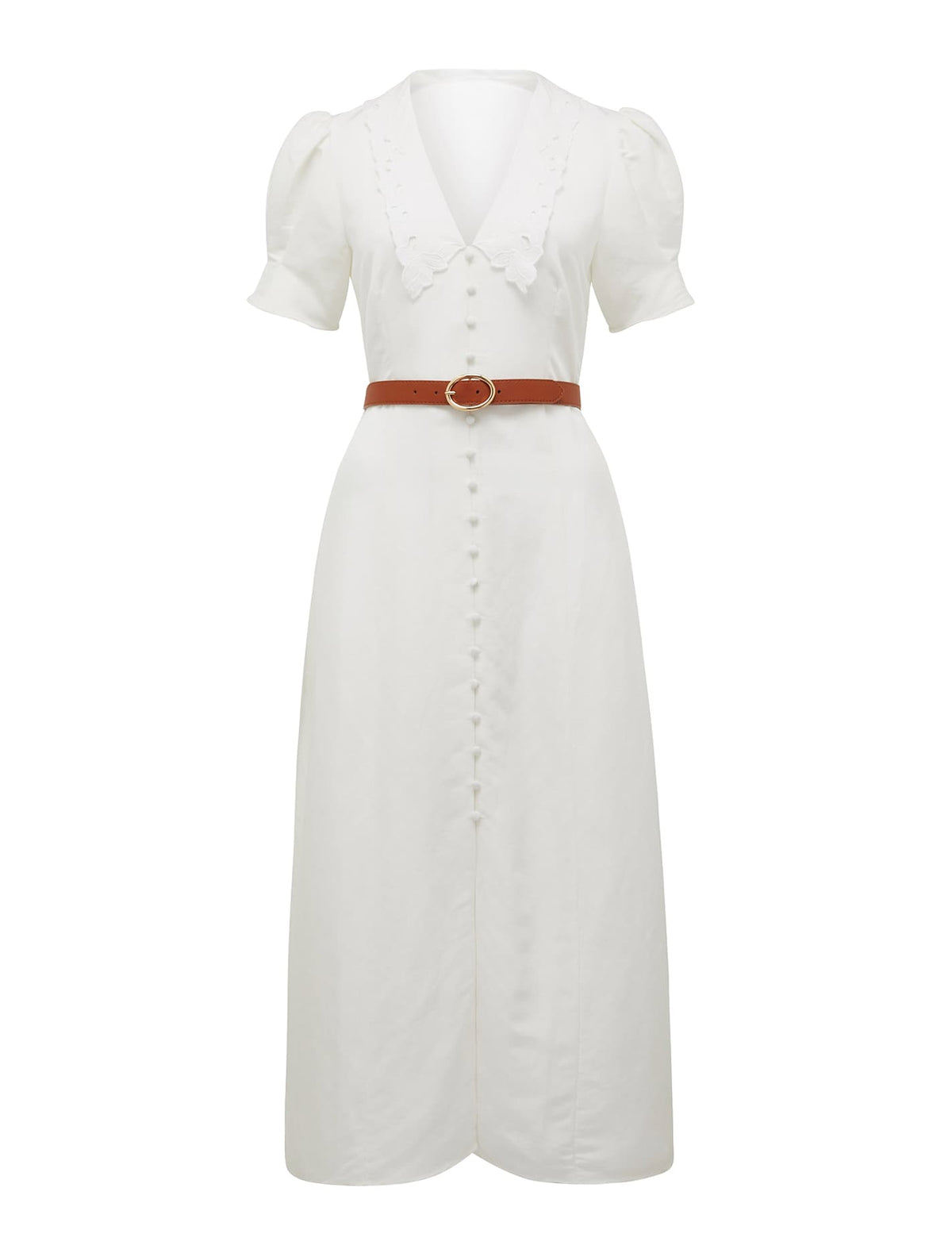 Heather Embroidered Collar Midi Dress Porcelain_mannequin