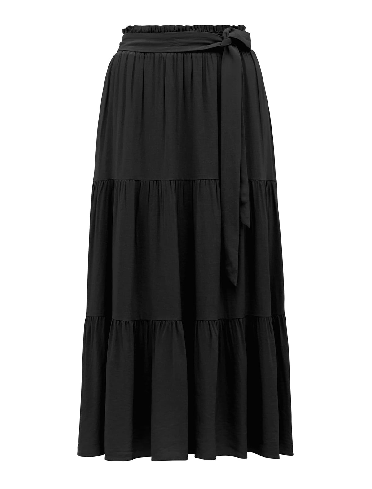 Jasmine Tiered Midi Skirt Black_mannequin