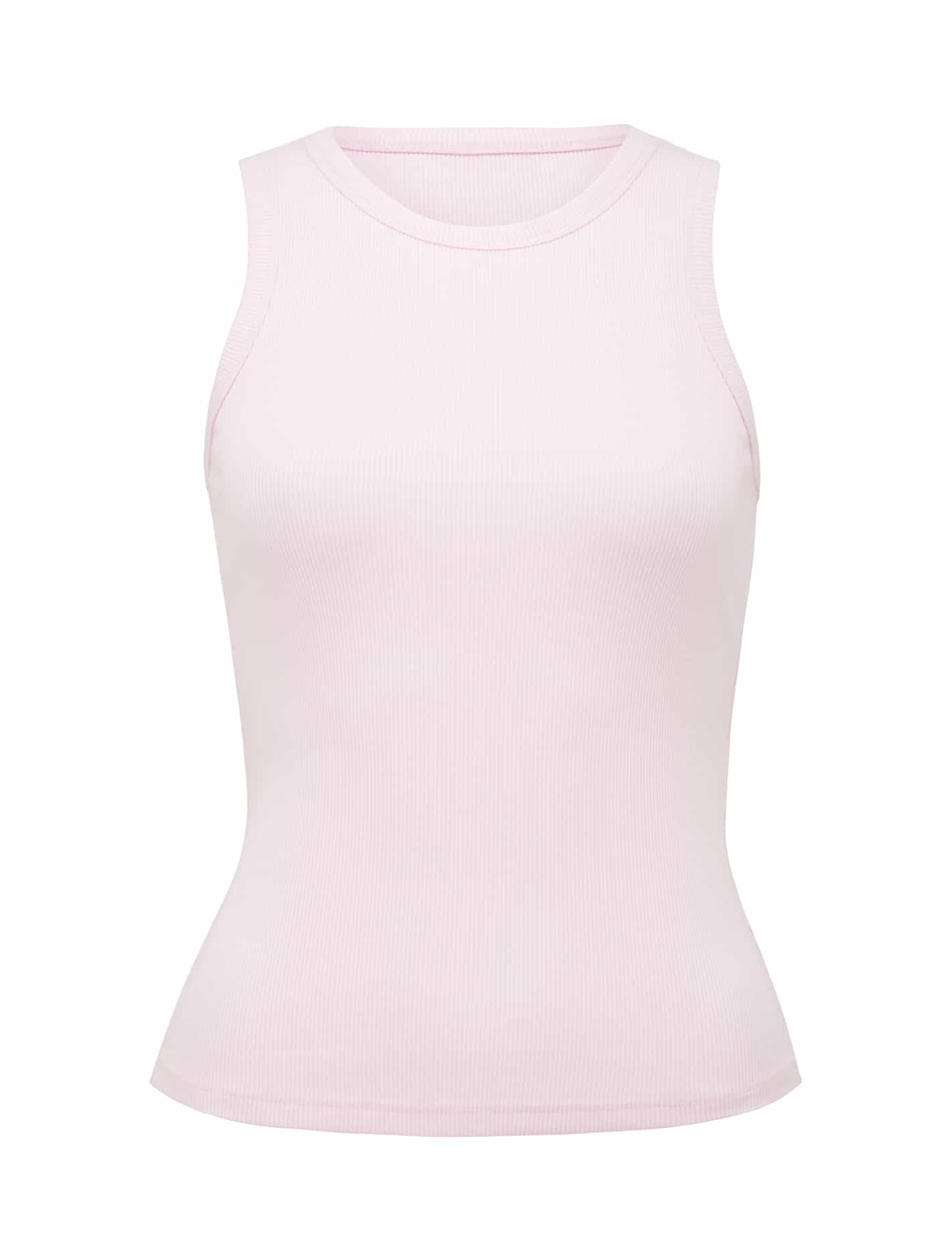 Remi Petite Rib Racer Tank Pink Oyster_mannequin