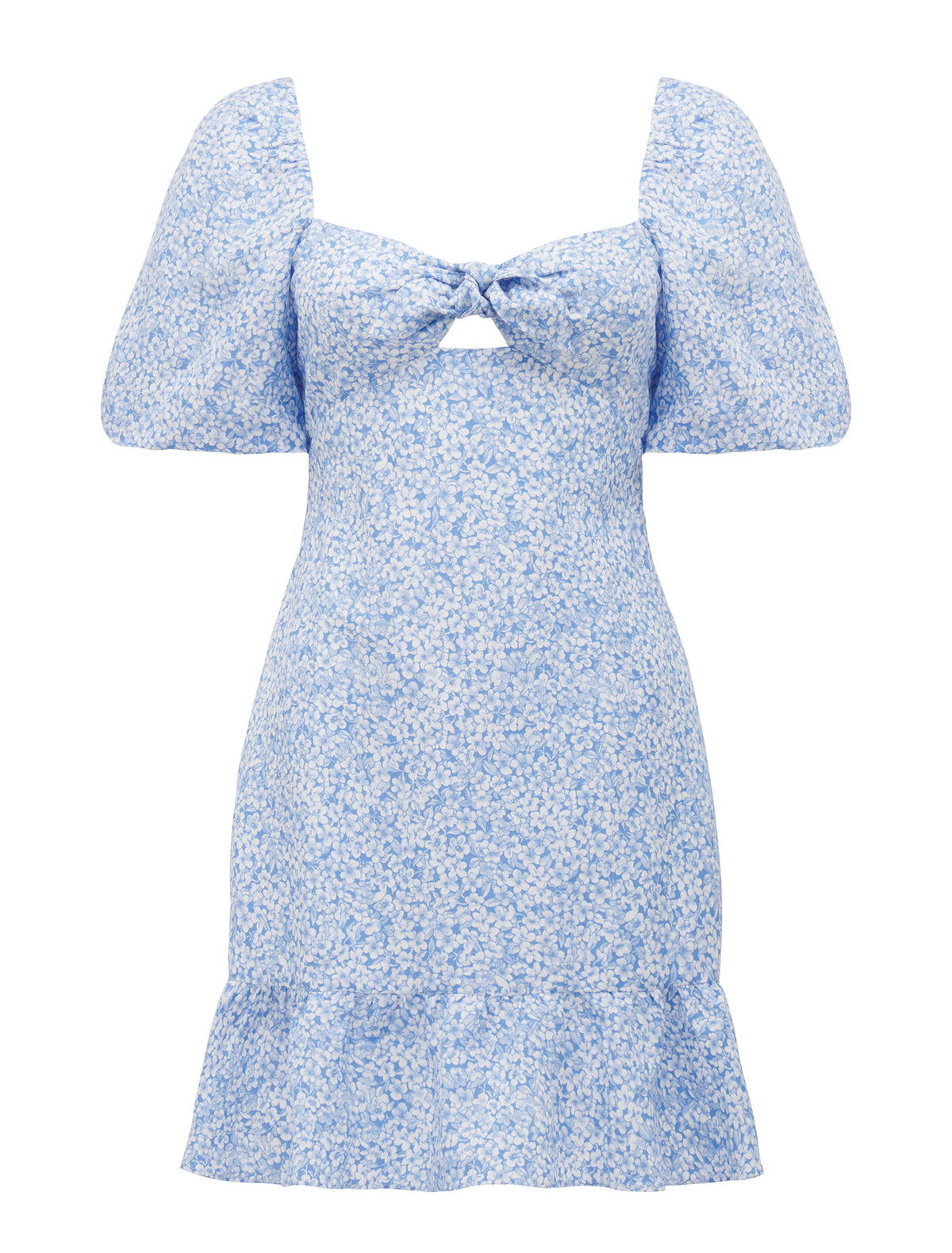 Bonnie Bow Mini Dress Chambray Tonal Ditsy_mannequin