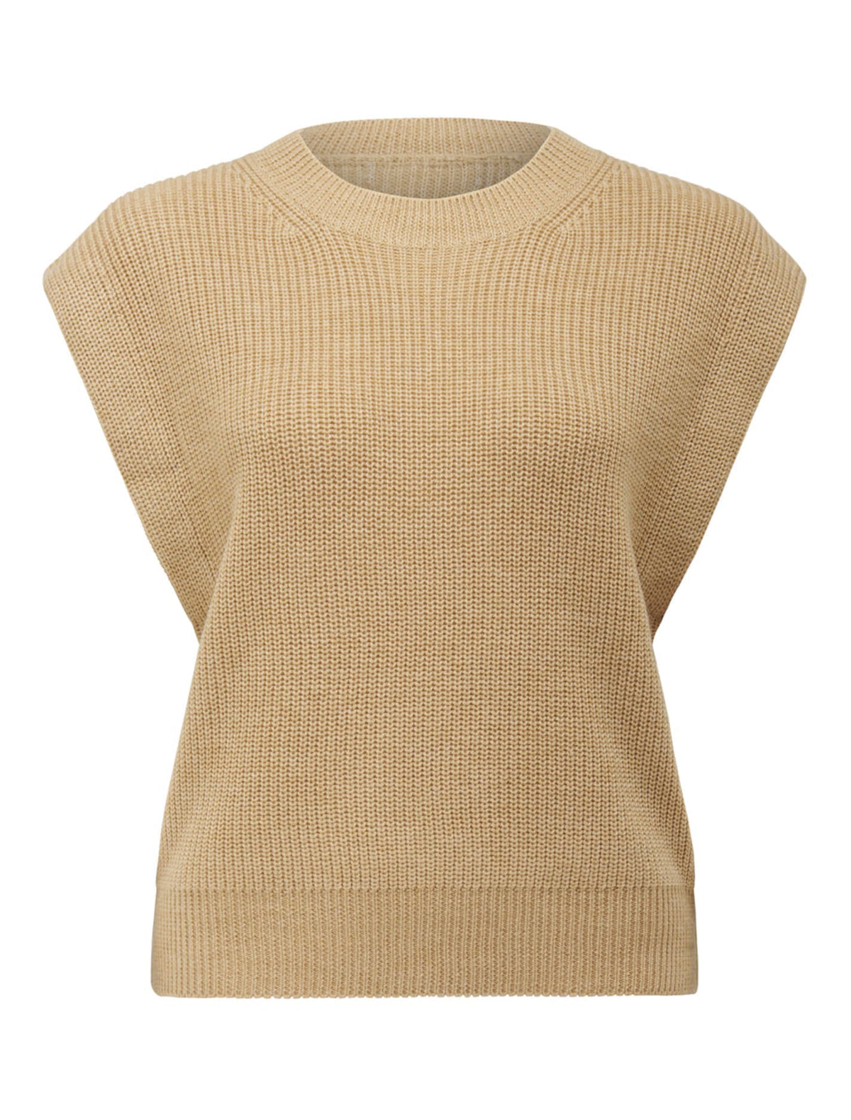 Erin Extended Shoulder Knit Tank Camel_mannequin