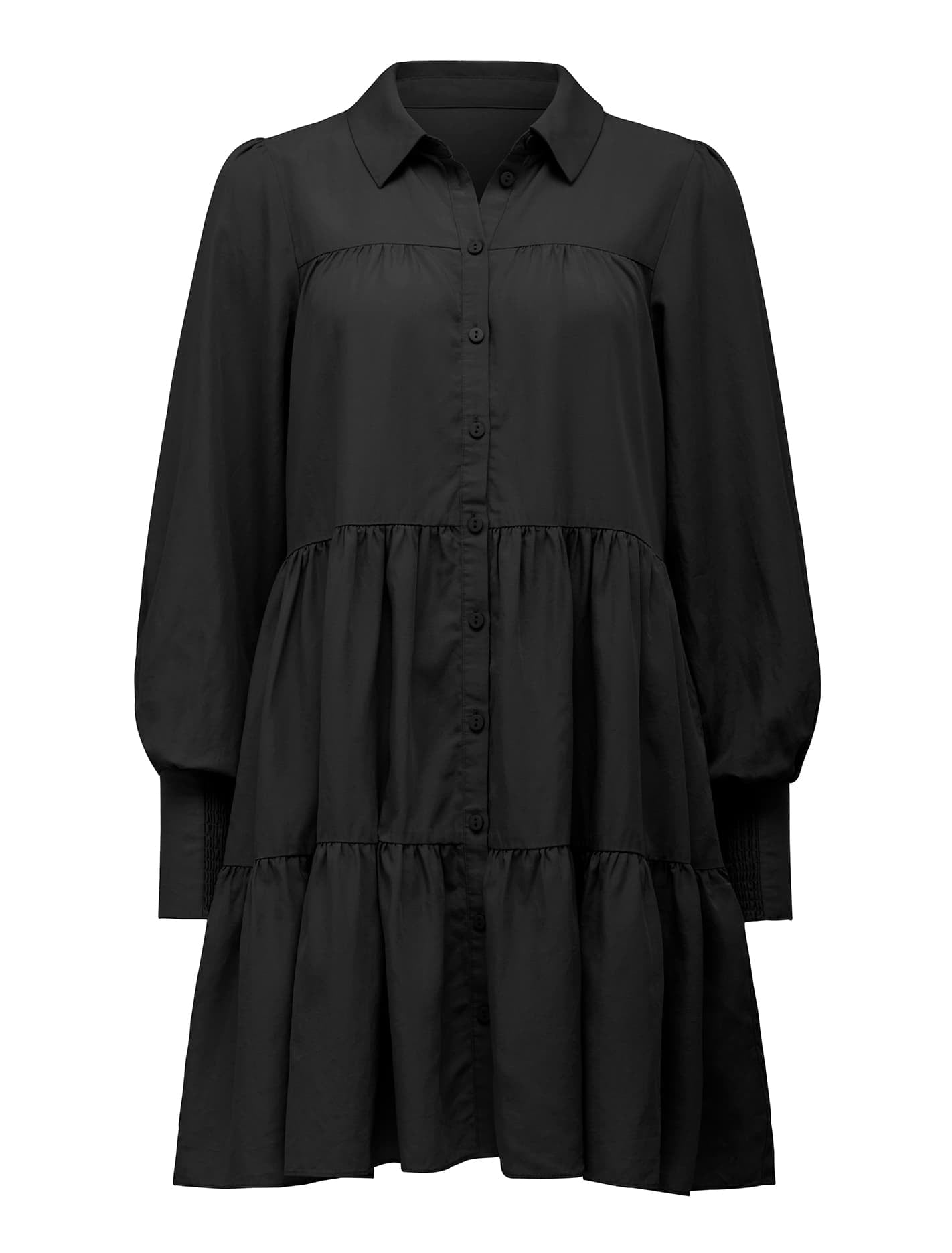 Monica Tiered Smock Dress Black_mannequin