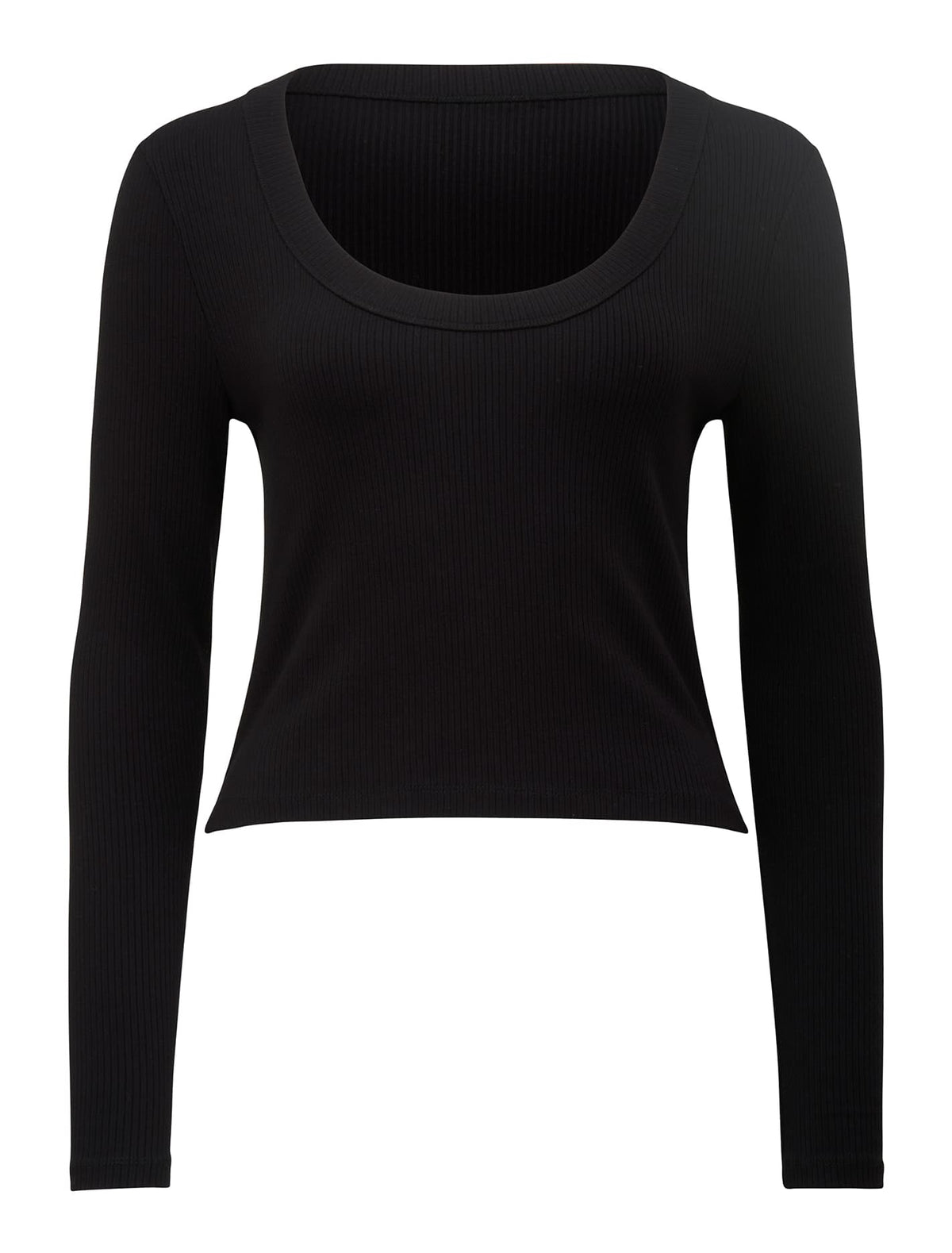 Sienna Scoop-Neck Long-Sleeve Top Black_mannequin