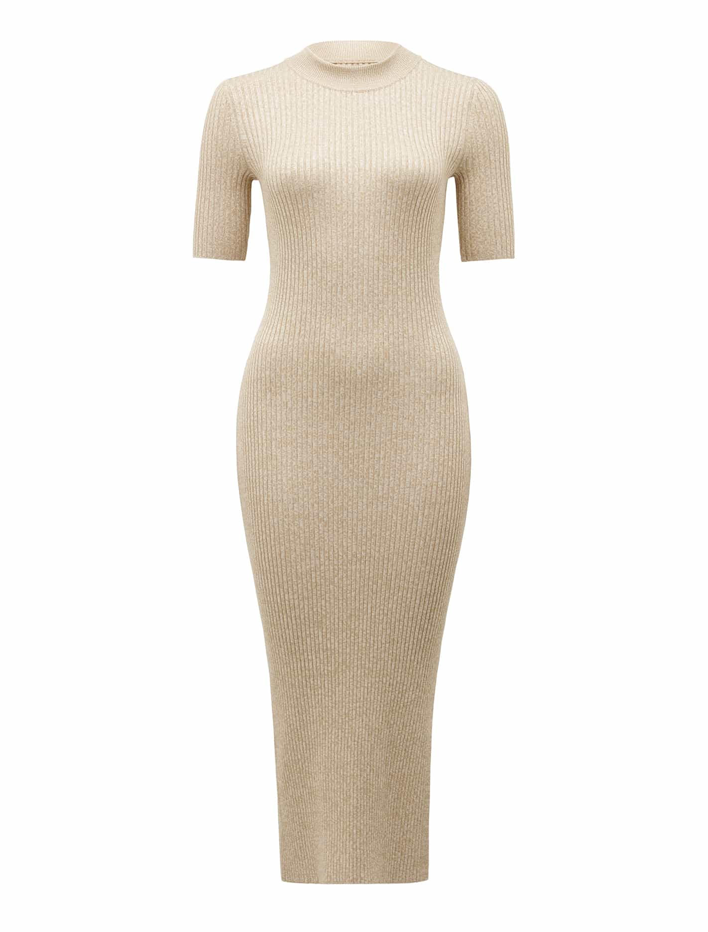 Jazmin Rib Tee Knit Dress Latte Space Dye_mannequin