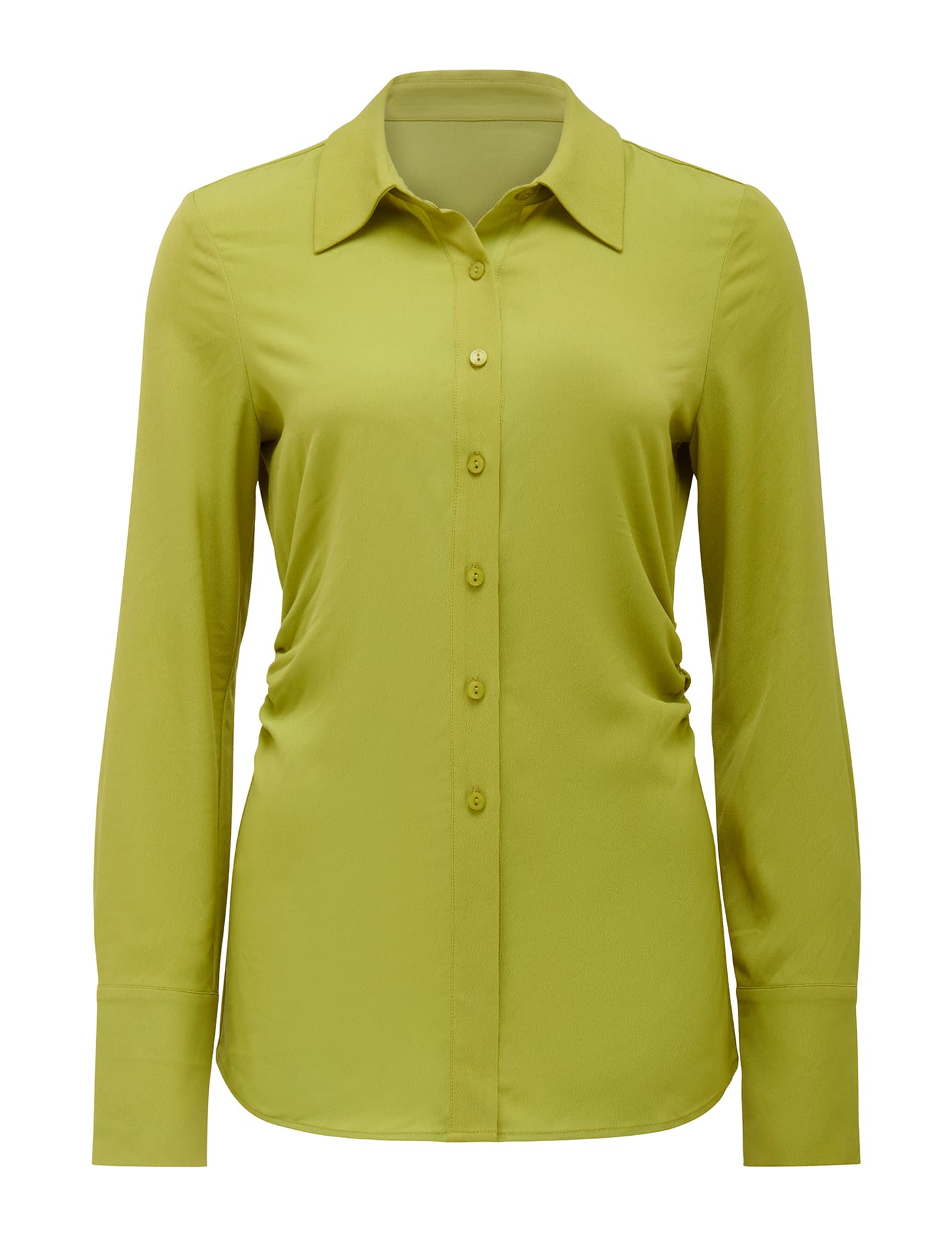 Nora Slimline Shirt Dusty Chartreuse_mannequin