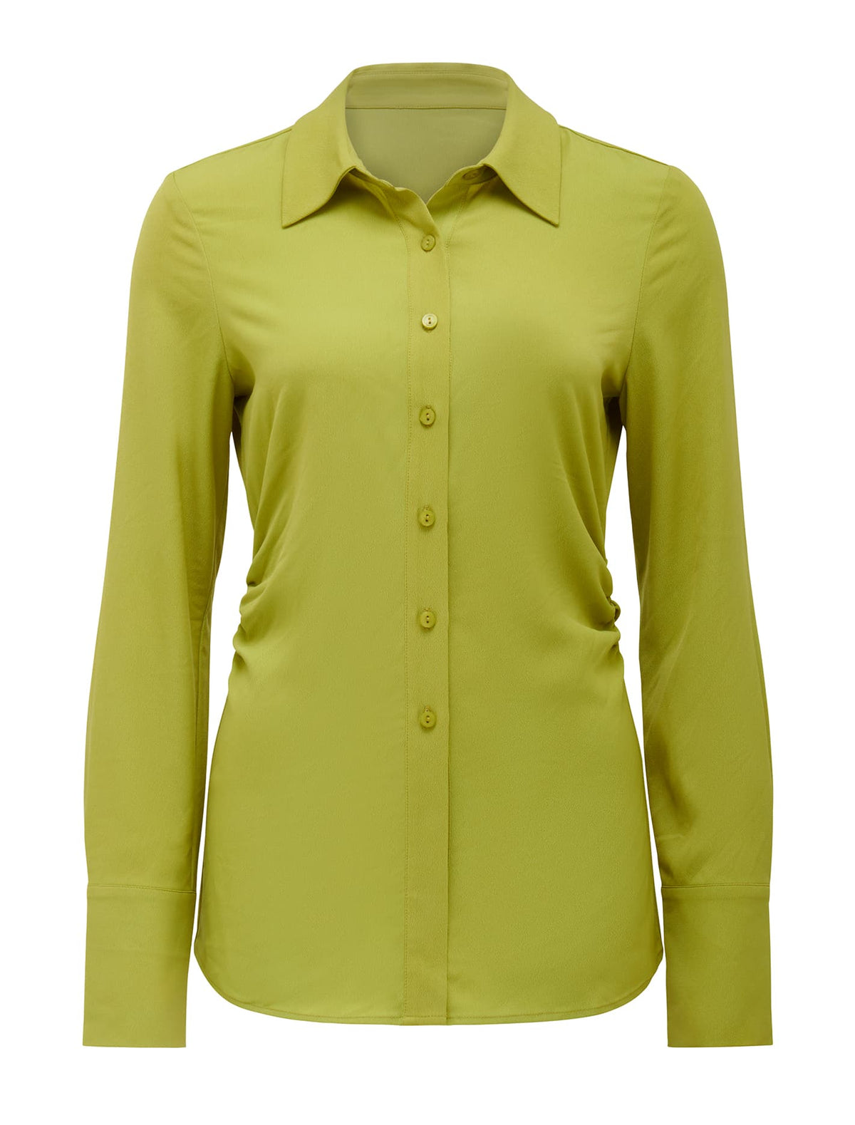 Nora Slimline Shirt Dusty Chartreuse_mannequin