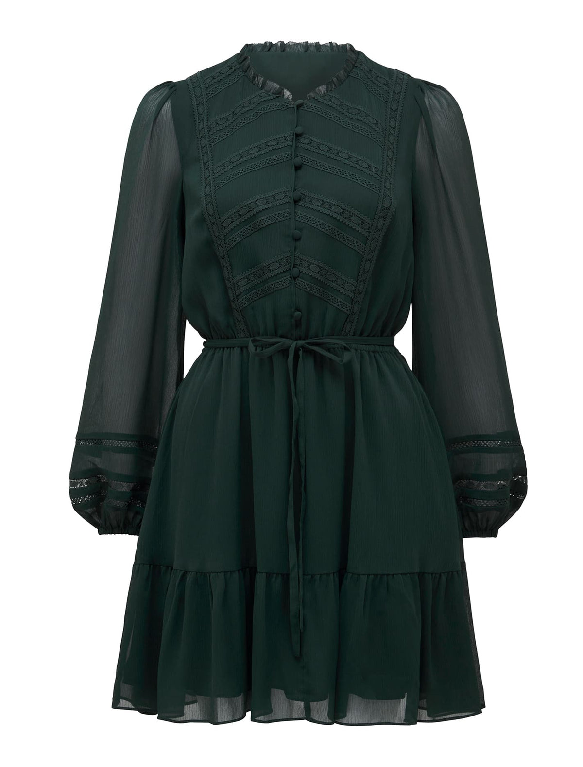 Fleur Lace Insert Skater Dress Green_mannequin