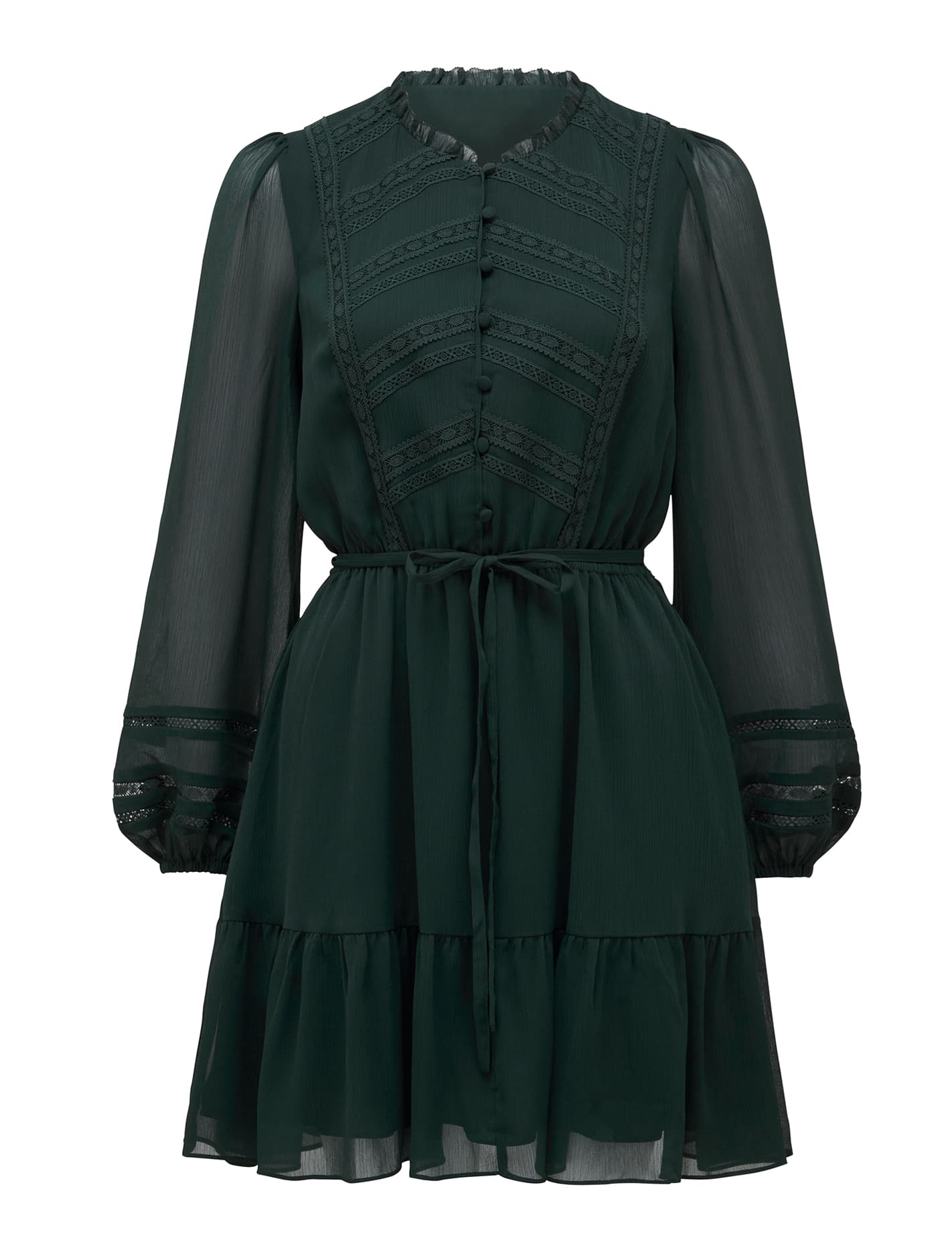 Fleur Lace Insert Skater Dress Green_mannequin