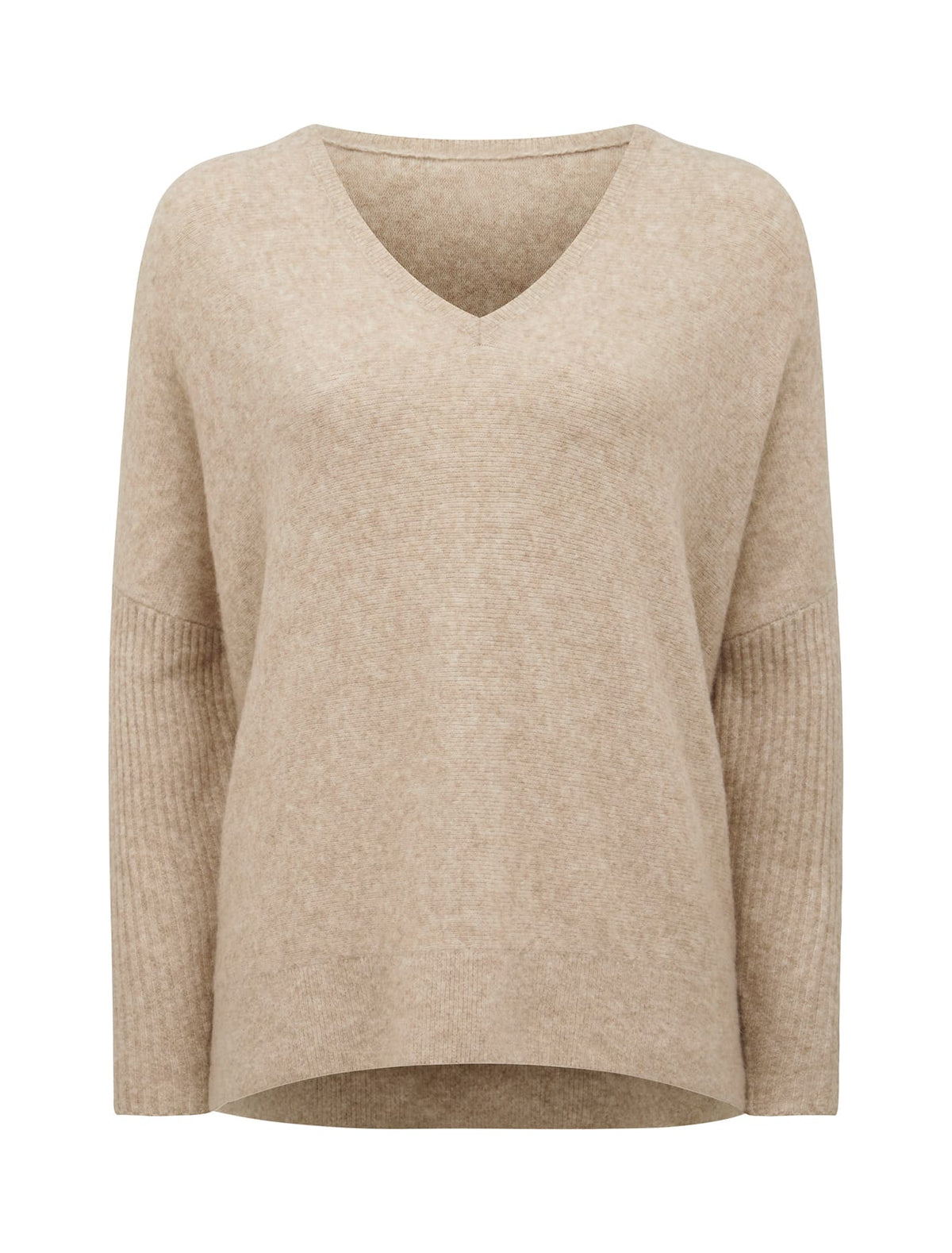 Lara V Neck Knit Jumper oatmeal_mannequin