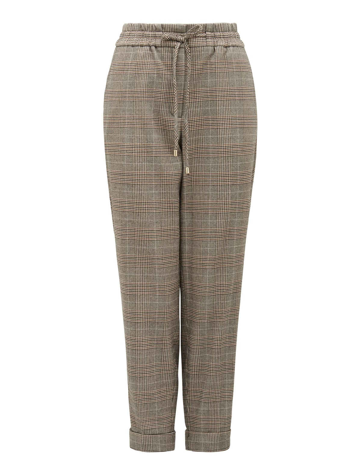 Pia Tapered Leg Jogger Pants Brown Check_mannequin