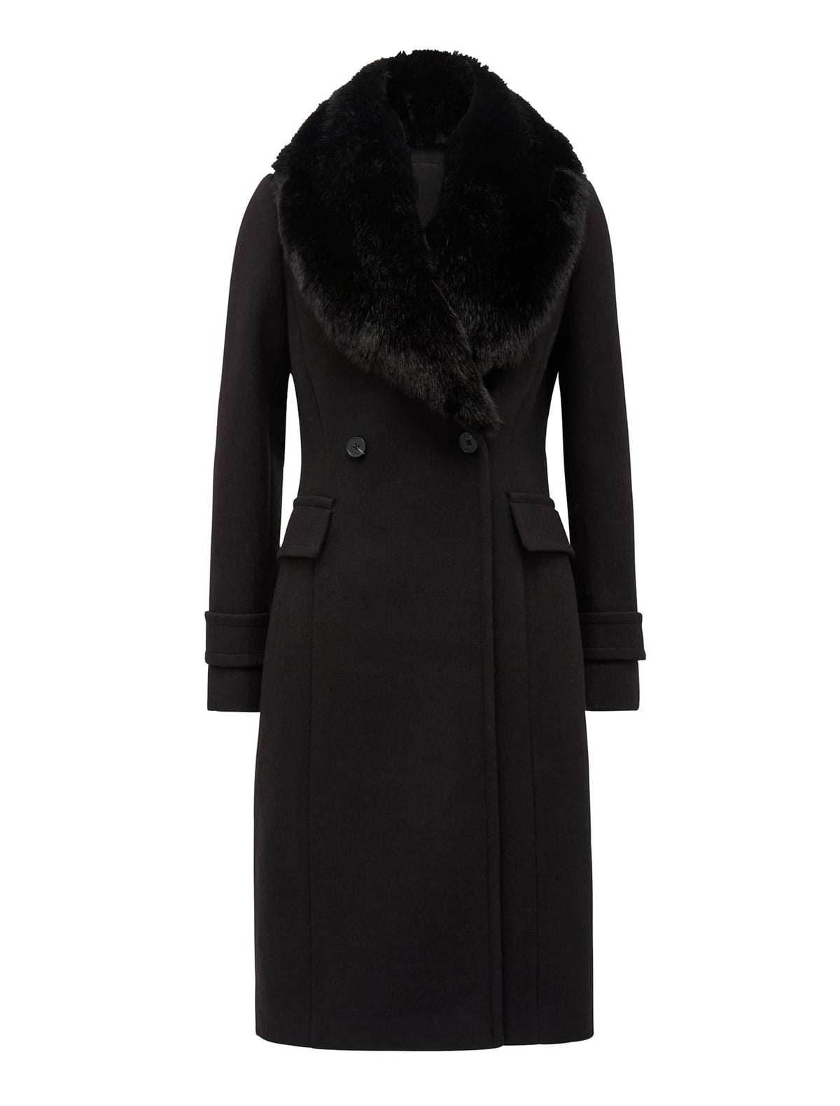 Lucy fur collar crombie Black_mannequin