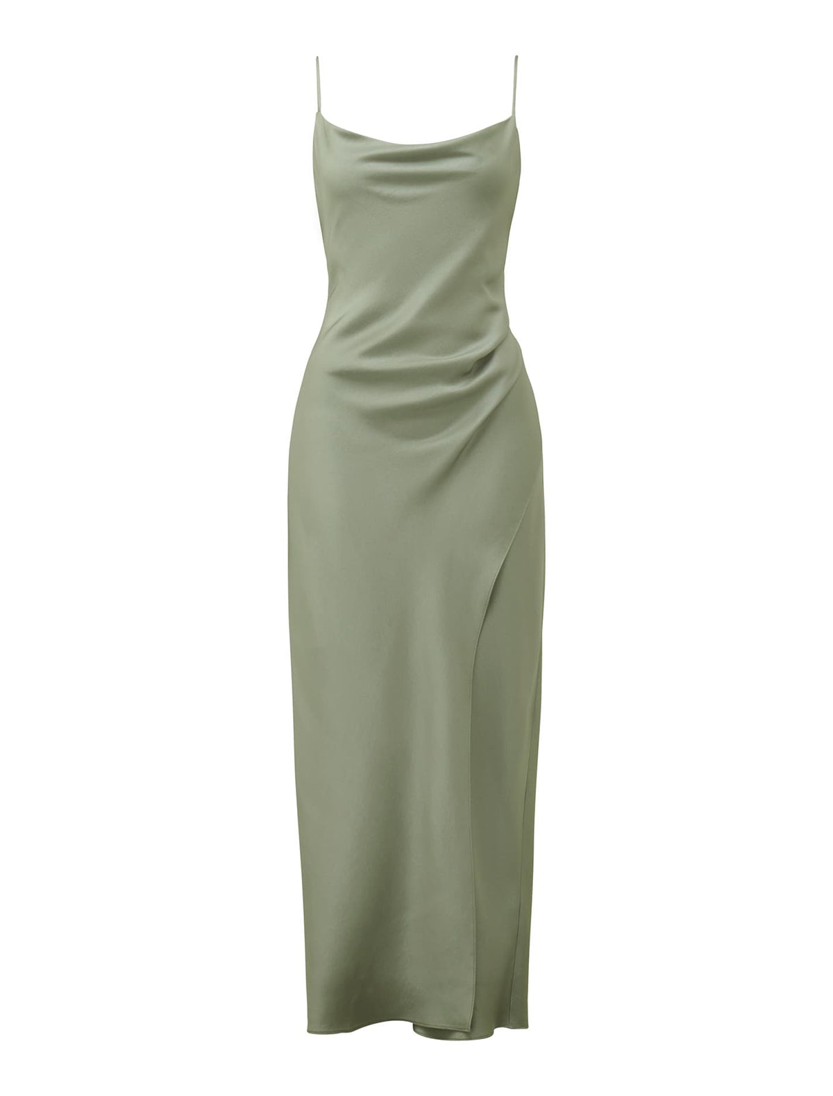 Chantelle Satin Drape Midi Dress Sage_mannequin
