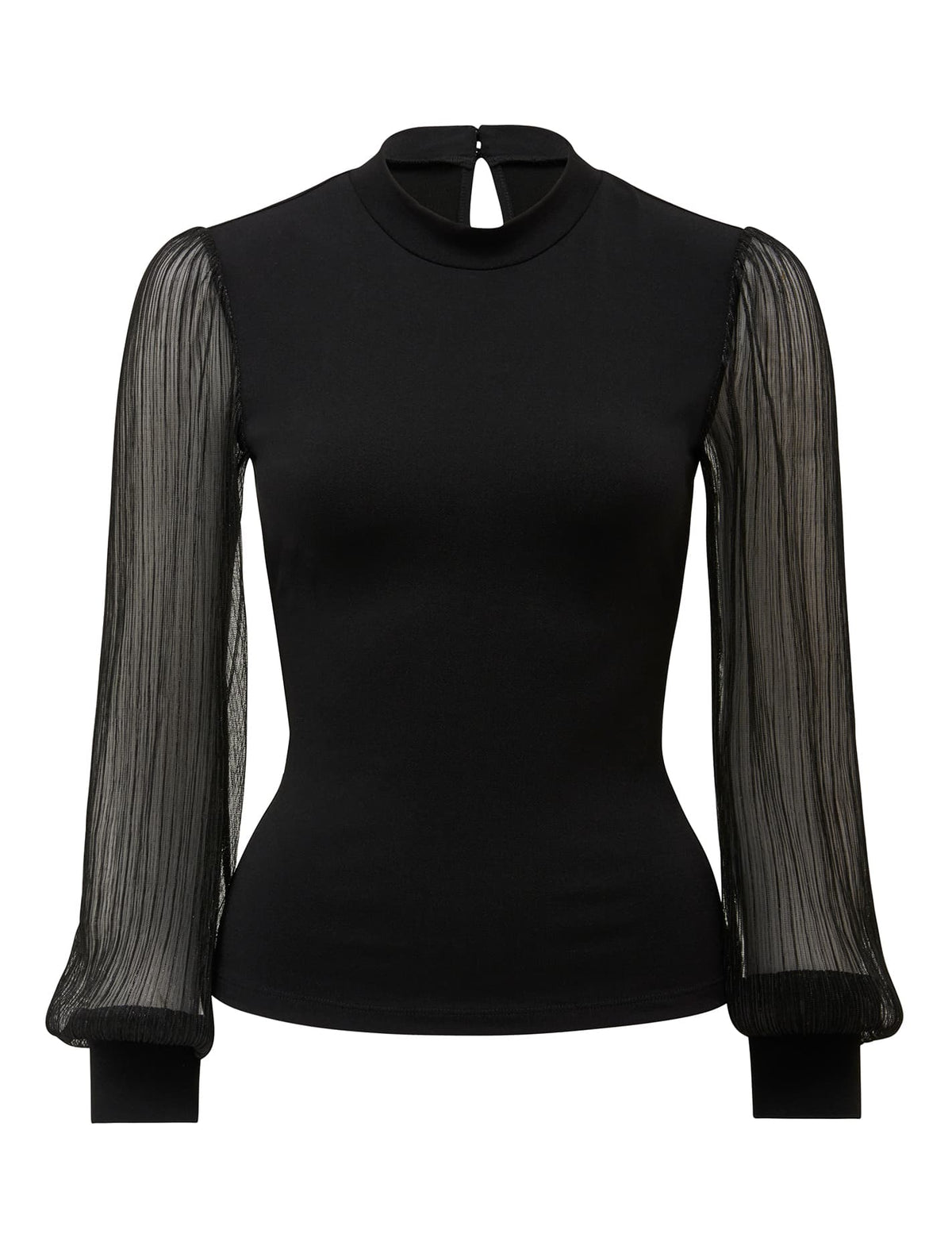 Anita Plisse Sleeve Top Black_mannequin
