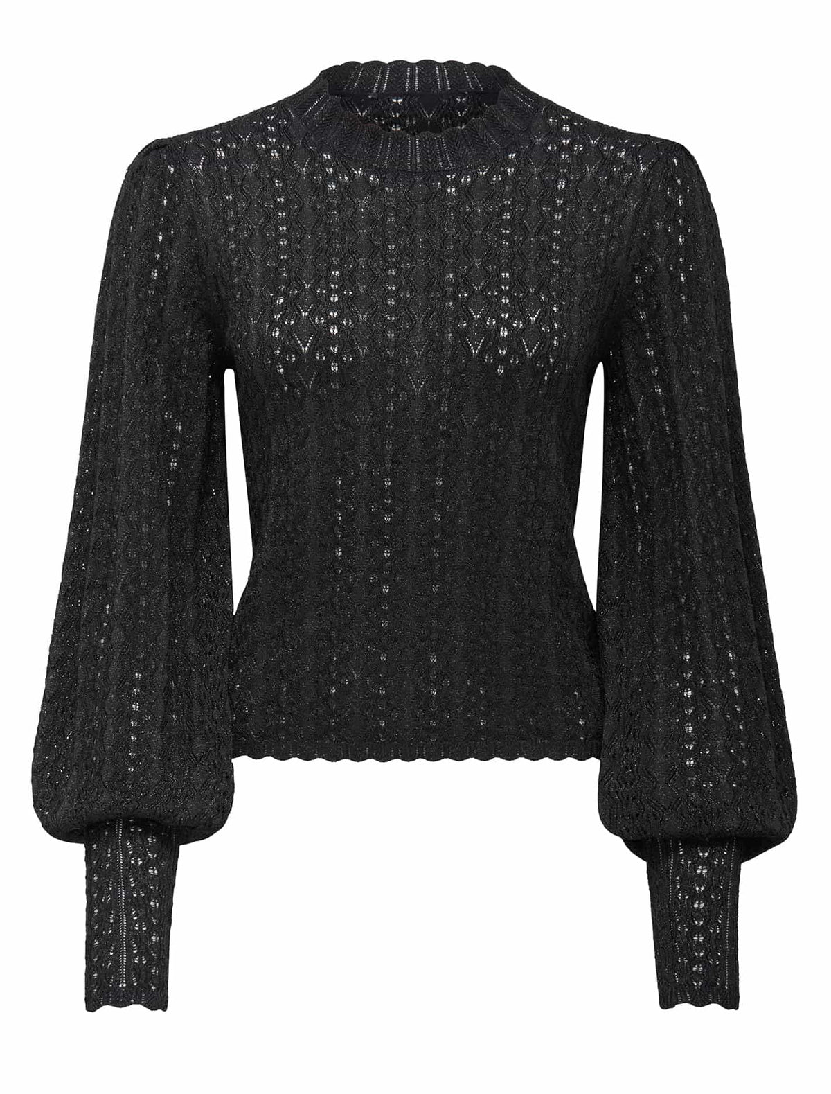 Mia Metallic Pointelle Knit Jumper Black/Metallic_mannequin