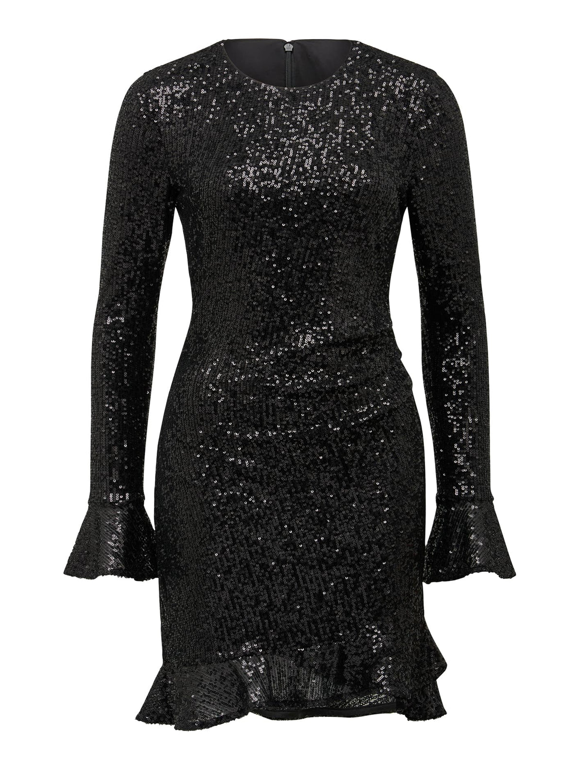 Daphne Draped Flutter Sleeve Sequin Mini Dress Black_mannequin
