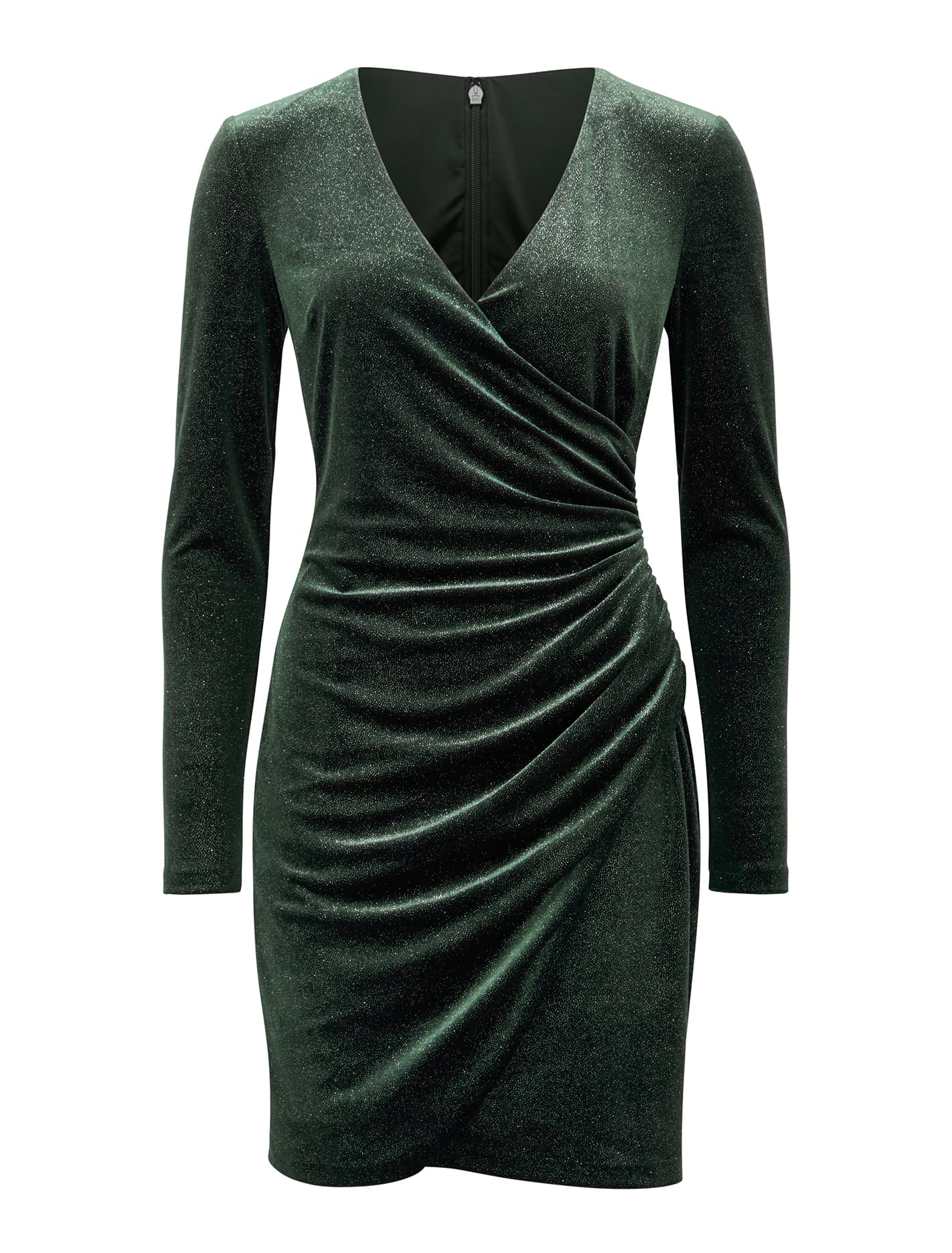 Jessica Long Sleeve Metallic Dress Green_mannequin