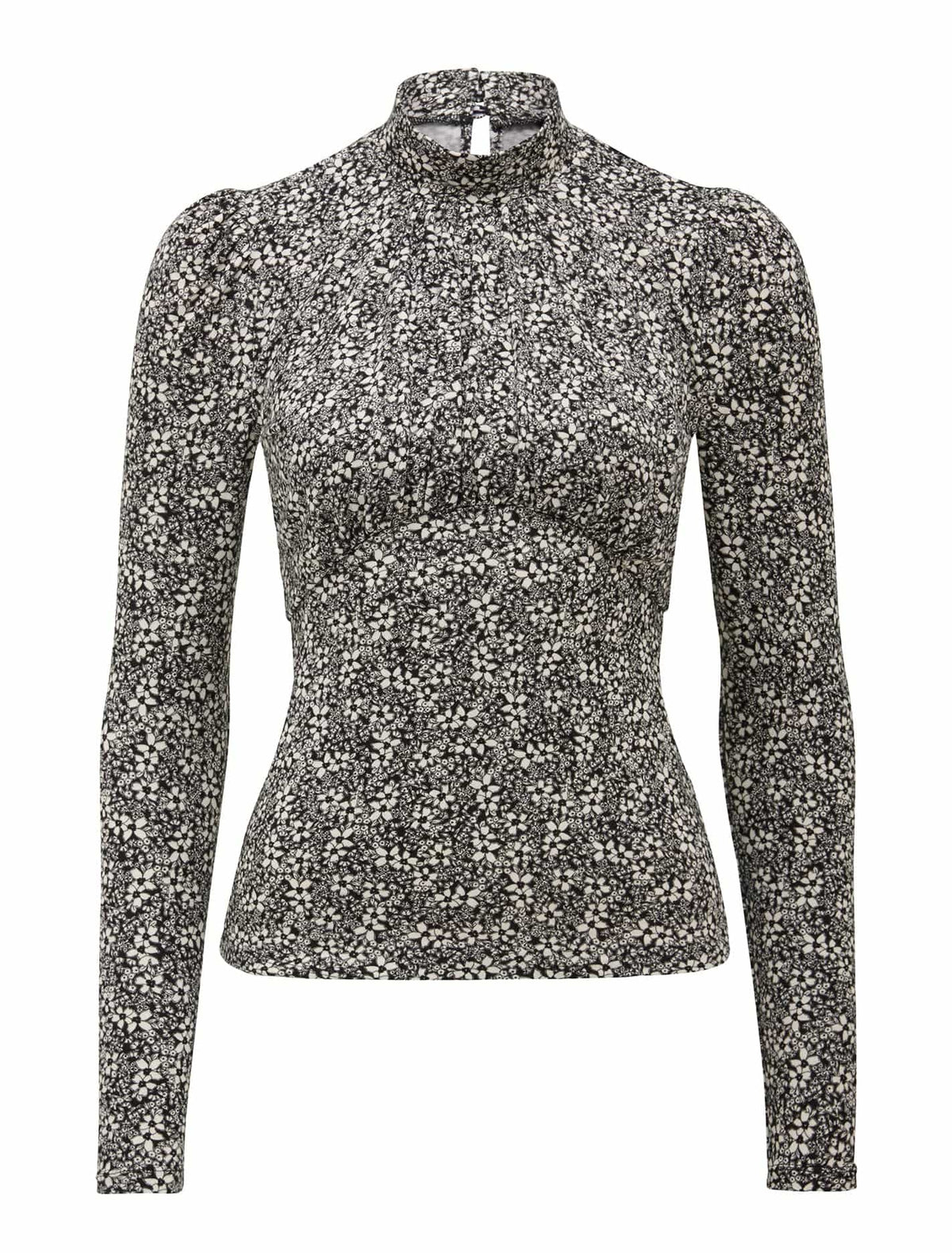 Sophia High Neck Printed Top Linear Ditsy_mannequin